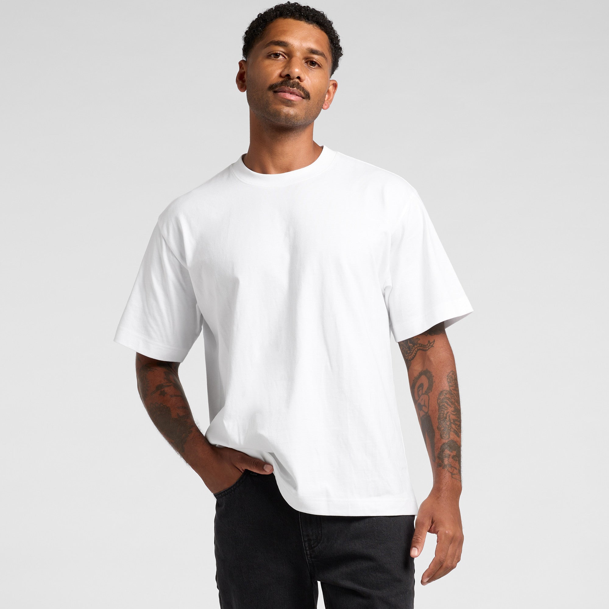 AS Colour Box Tee 5030 - Main Loose - Custom Printed - Print Blanc