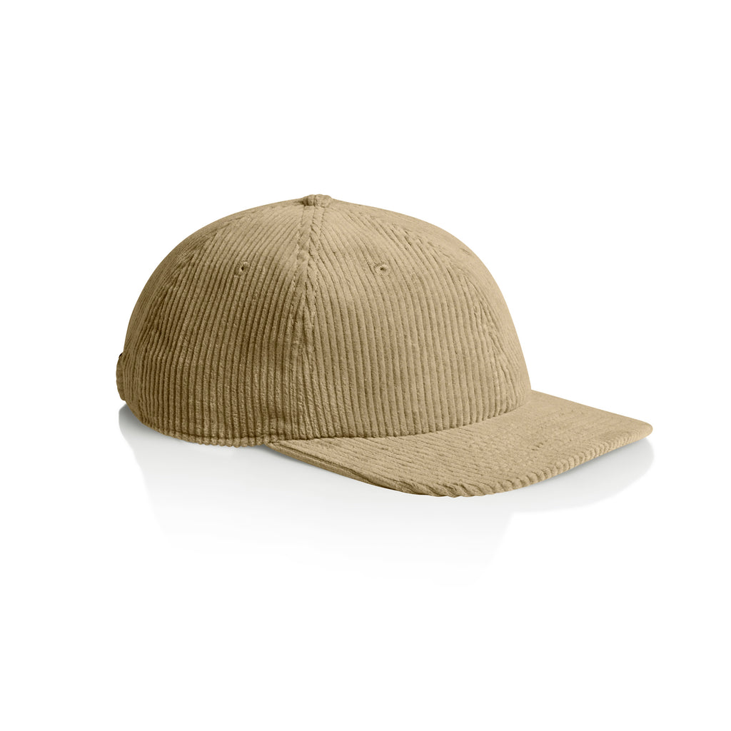 Ascolour Class Cord Cap 1152 Class Cord Cap Khaki Side - Custom Printed - Print Blanc