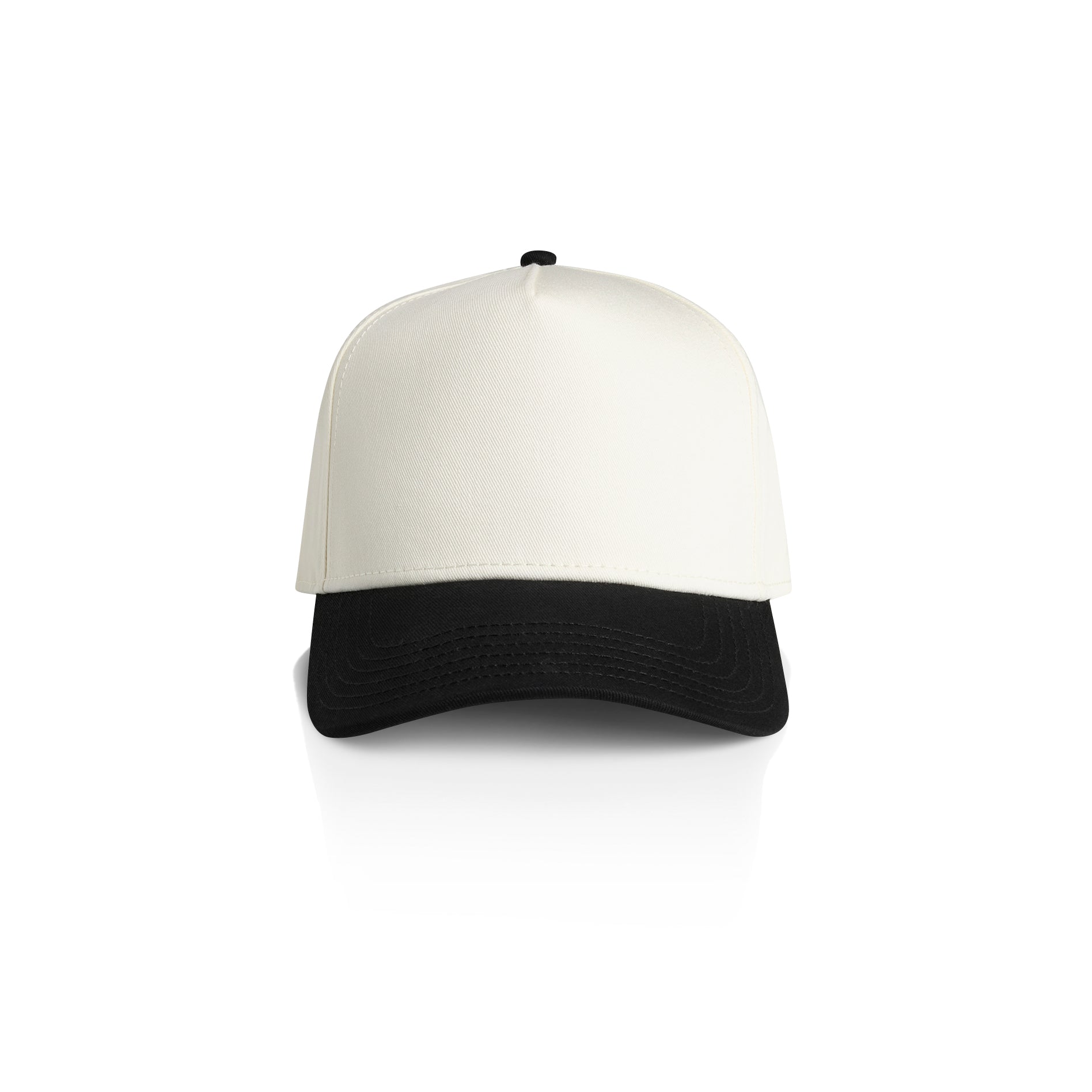 Ascolour Frame Two Tone Cap 1165 Frame Two Tone Cap Natural Black Front - Custom Printed - Print Blanc