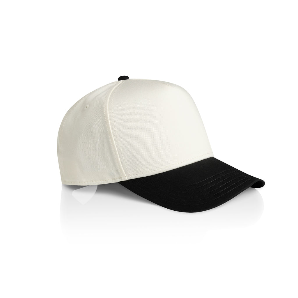 Ascolour Frame Two Tone Cap 1165 Two Tone Frame Cap Natural Black Side - Custom Printed - Print Blanc