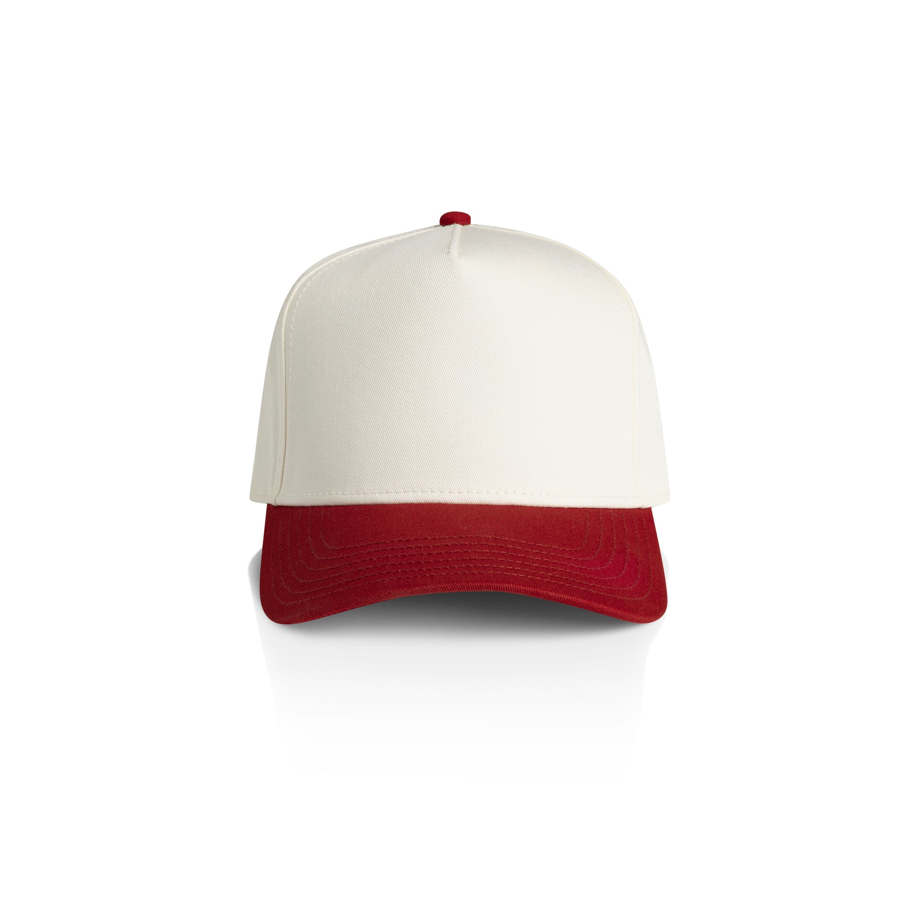 Ascolour Frame Two Tone Cap 1165 Two Tone Frame Cap Natural Cardinal Front - Custom Printed - Print Blanc
