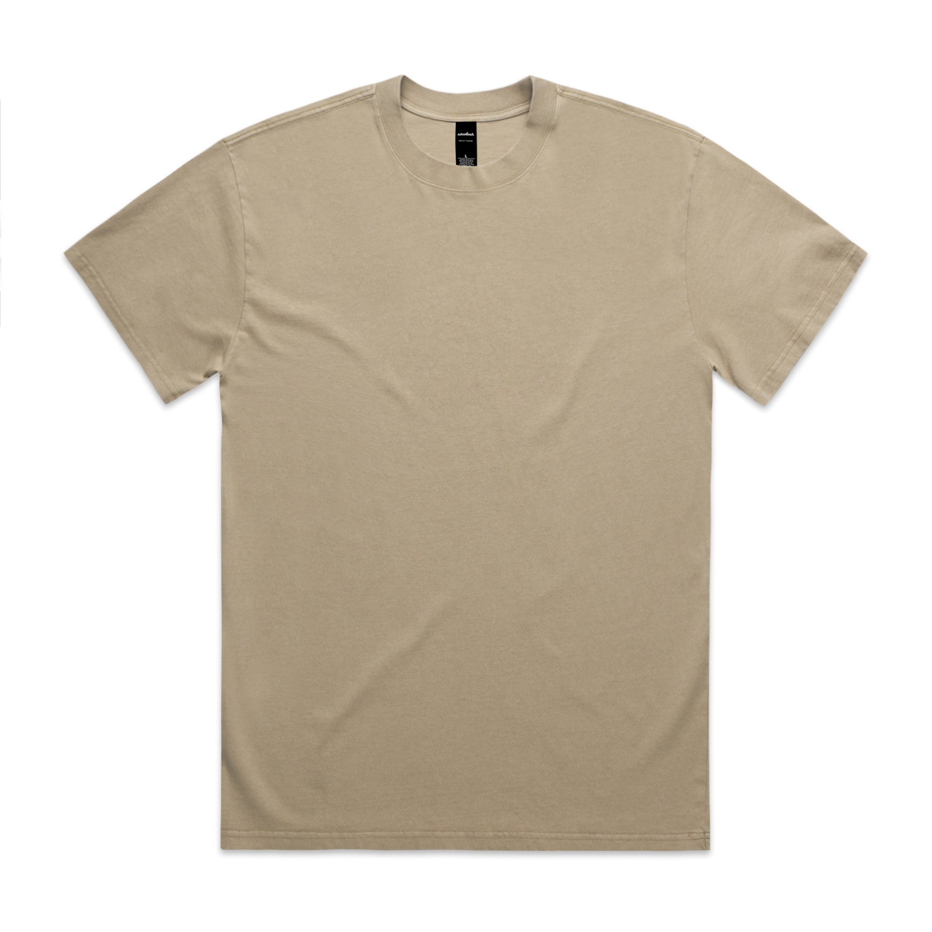 AS Colour Heavy Faded Tee 5082 - Faded Khaki Front - Custom Printed - Print Blanc