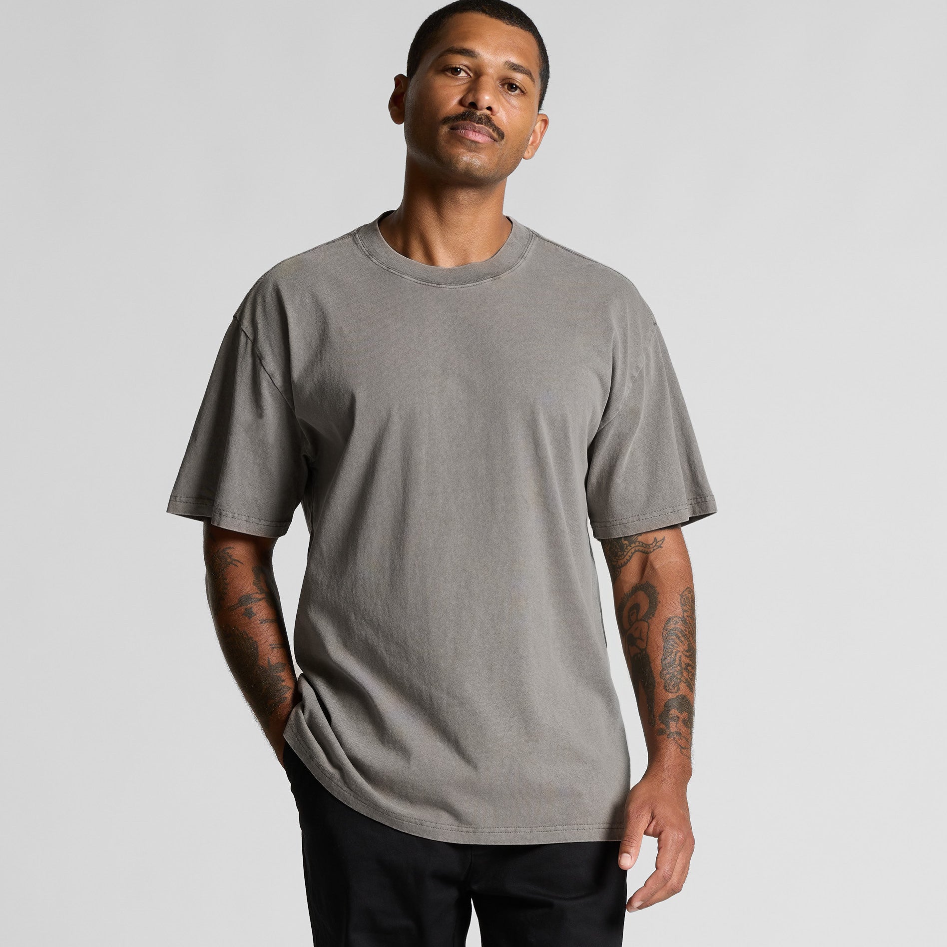 AS Colour Heavy Faded Tee 5082 - Main Loose - Custom Printed - Print Blanc