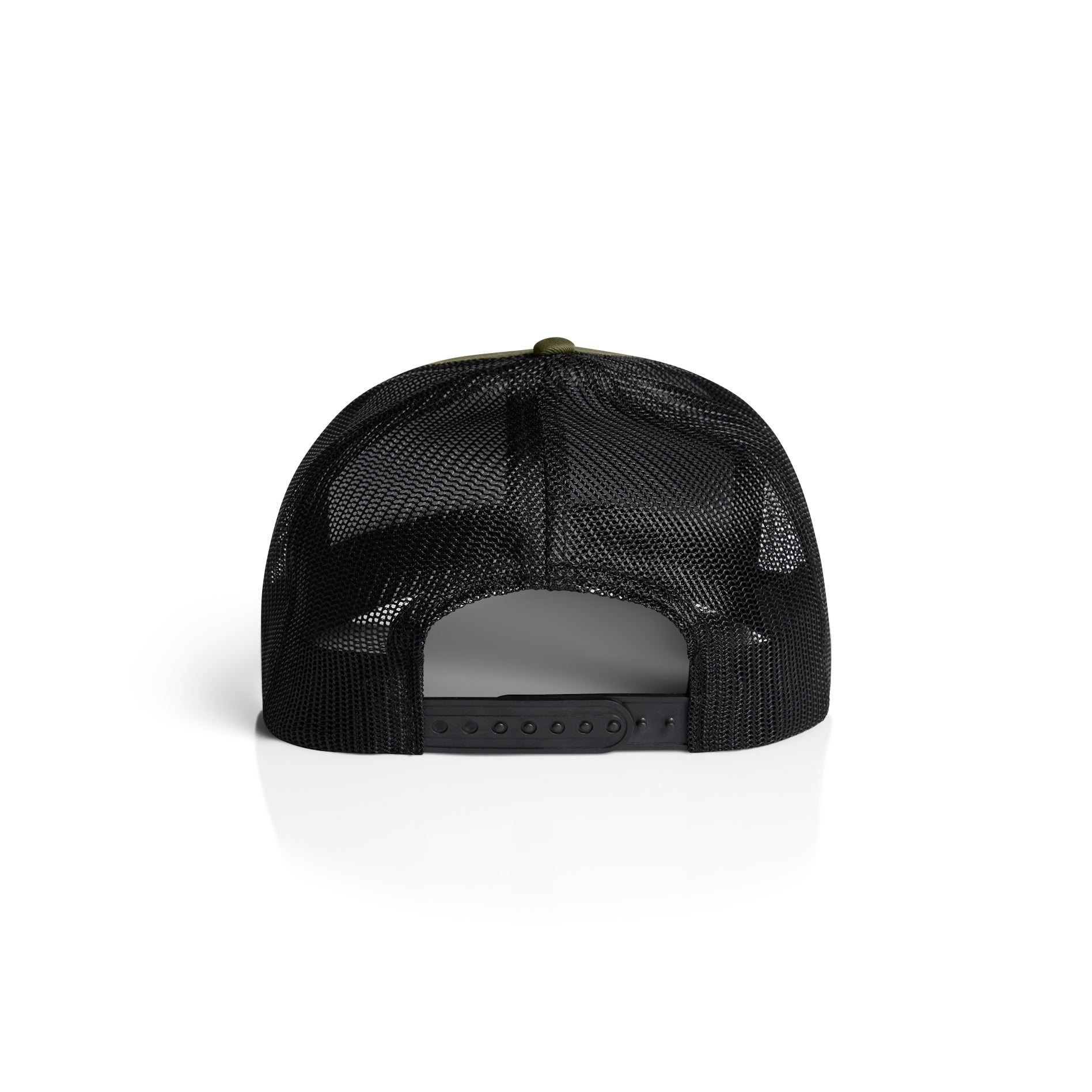 Ascolour Mesh Contrast Trucker Cap 1191 Mesh Contrast Trucker Cap Army Black Back - Custom Printed - Print Blanc