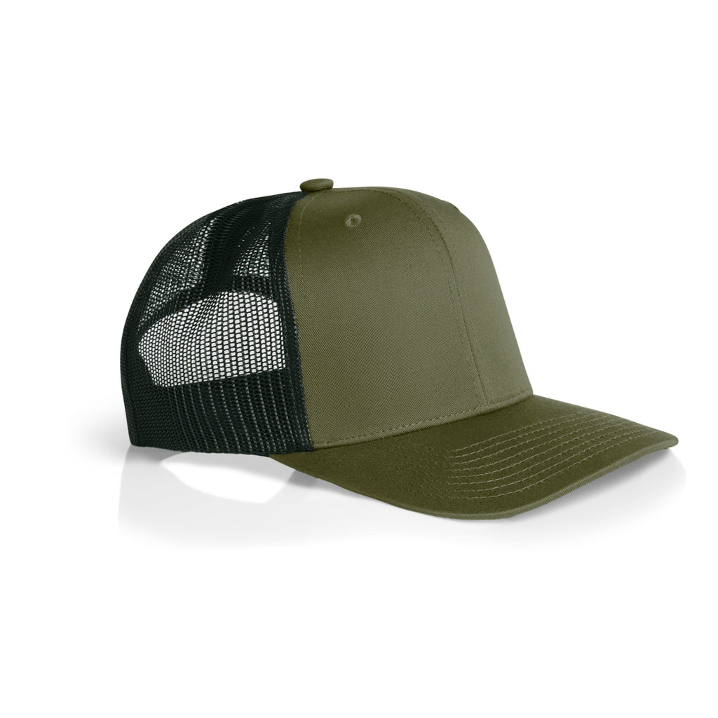 Ascolour Mesh Contrast Trucker Cap 1191 Mesh Contrast Trucker Cap Army Black Side - Custom Printed - Print Blanc