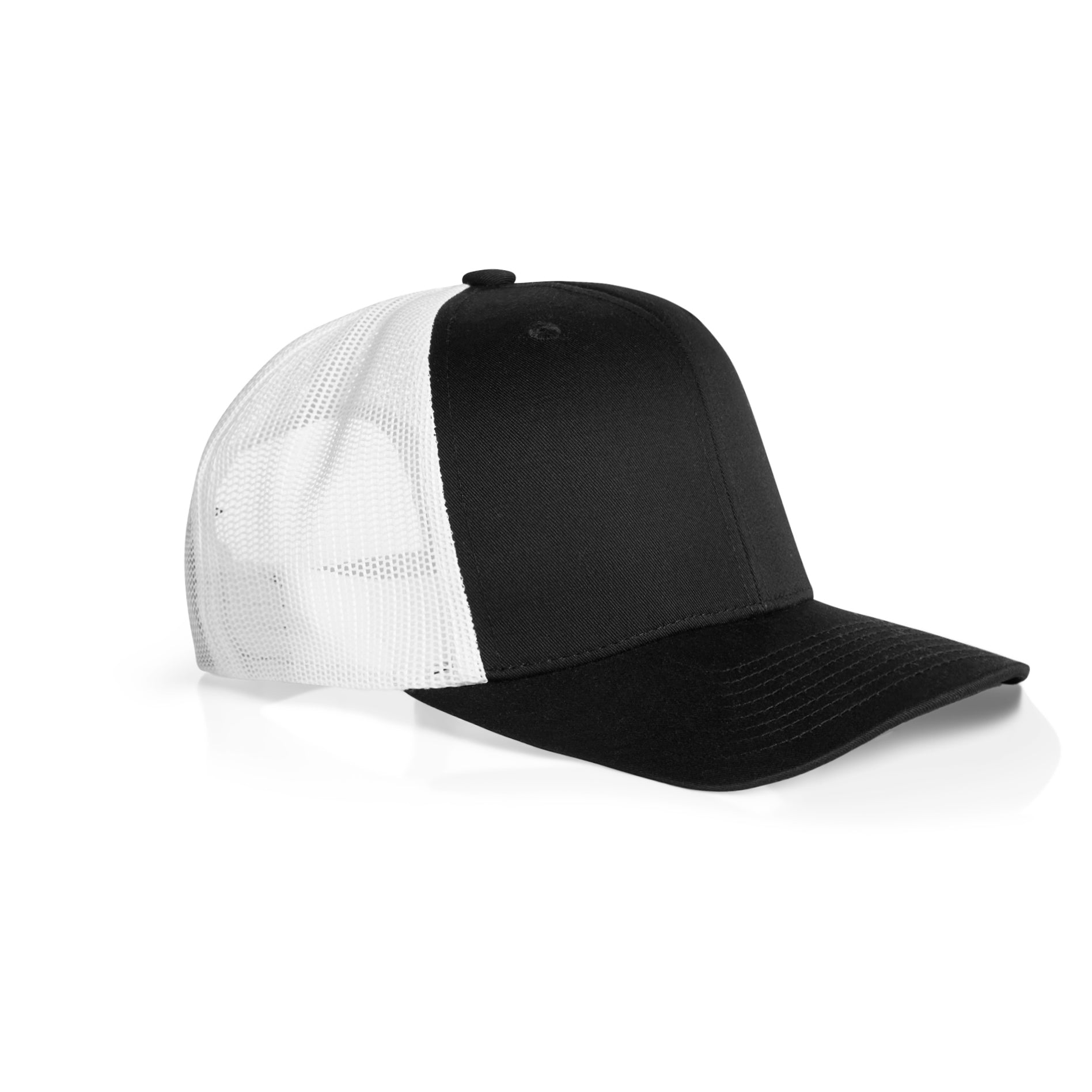 Ascolour Mesh Contrast Trucker Cap 1191 Mesh Contrast Trucker Cap Black White Side - Custom Printed - Print Blanc