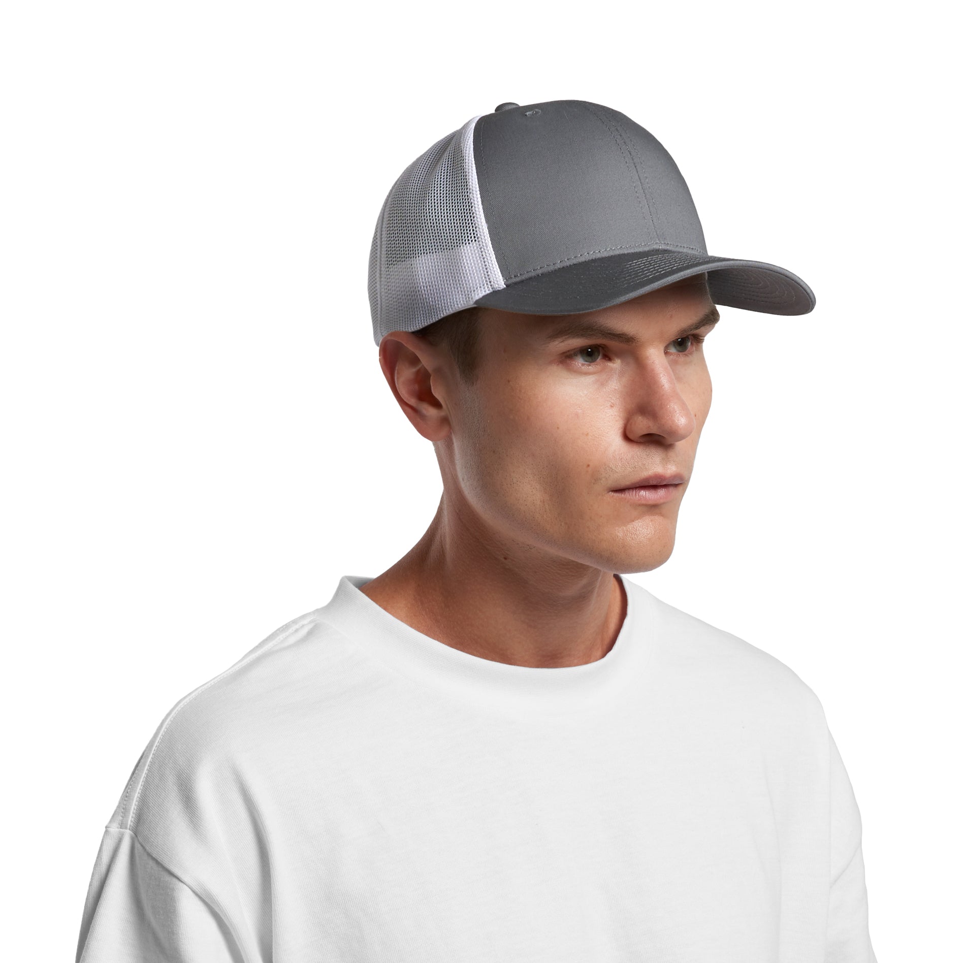 Ascolour Mesh Contrast Trucker Cap 1191 Mesh Contrast Trucker Cap Front - Custom Printed - Print Blanc