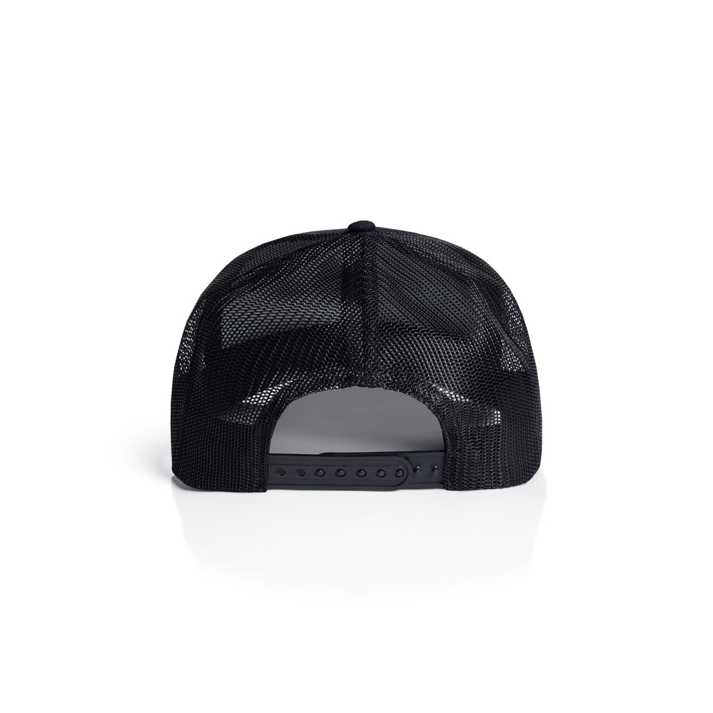 Ascolour Mesh Contrast Trucker Cap 1191 Mesh Contrast Trucker Cap Ink Blue Black Back - Custom Printed - Print Blanc