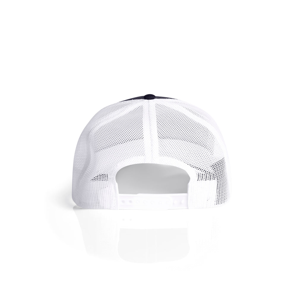 Ascolour Mesh Contrast Trucker Cap 1191 Mesh Contrast Trucker Cap Ink Blue White Back - Custom Printed - Print Blanc