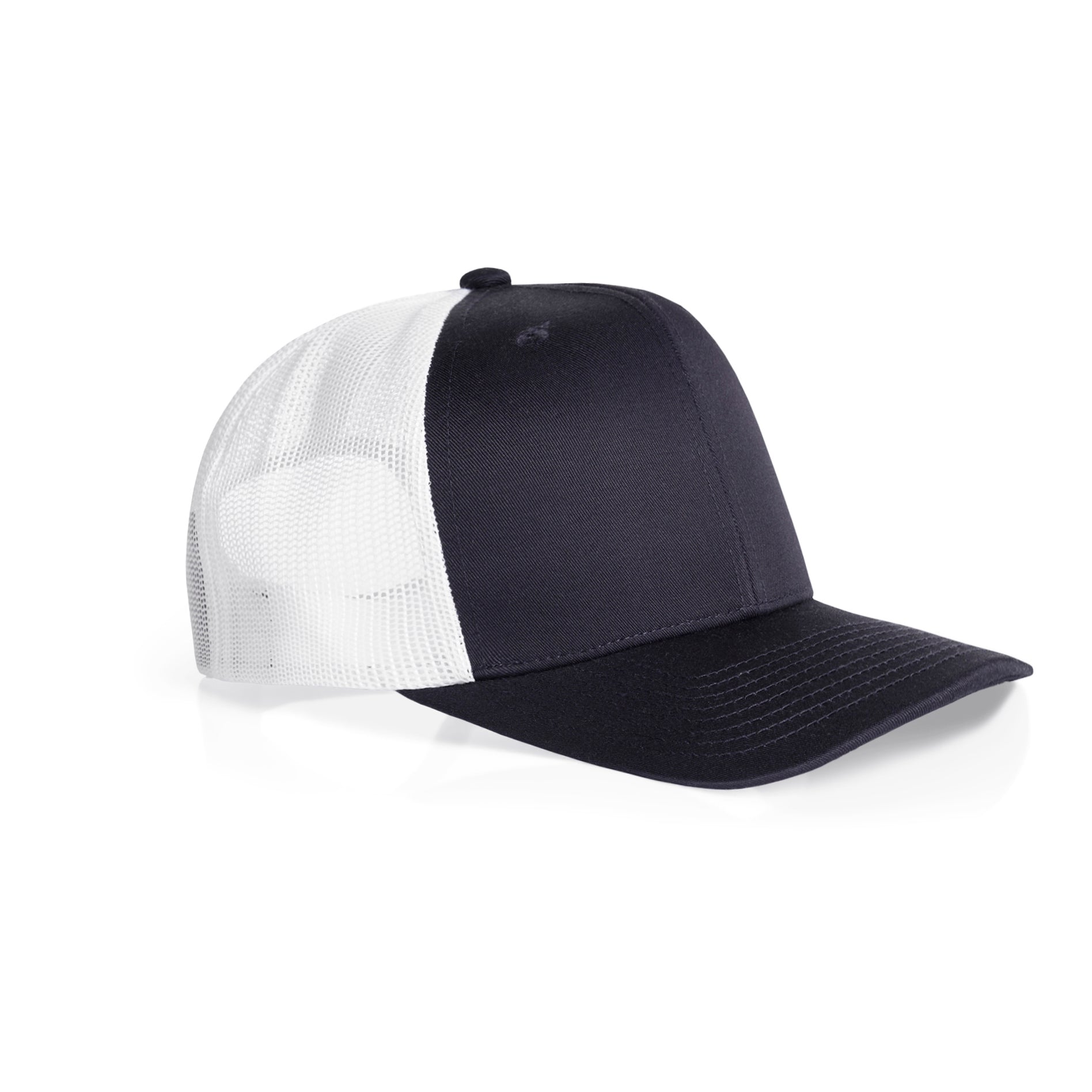 Ascolour Mesh Contrast Trucker Cap 1191 Mesh Contrast Trucker Cap Ink Blue White Side - Custom Printed - Print Blanc