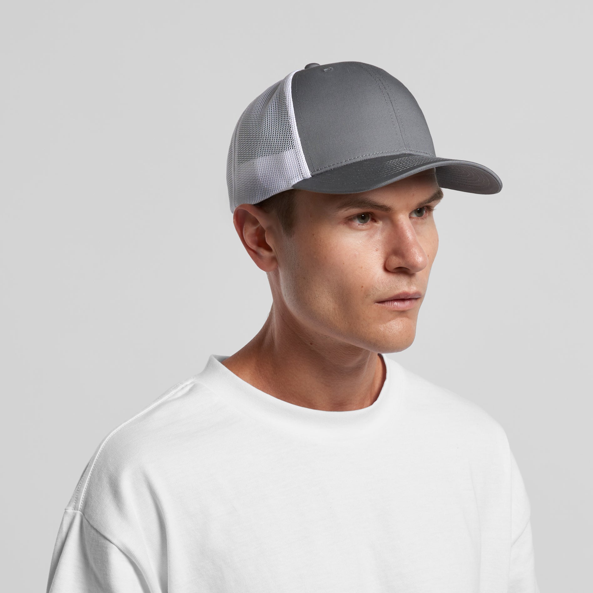 Ascolour Mesh Contrast Trucker Cap 1191 Mesh Contrast Trucker Cap Main Front - Custom Printed - Print Blanc