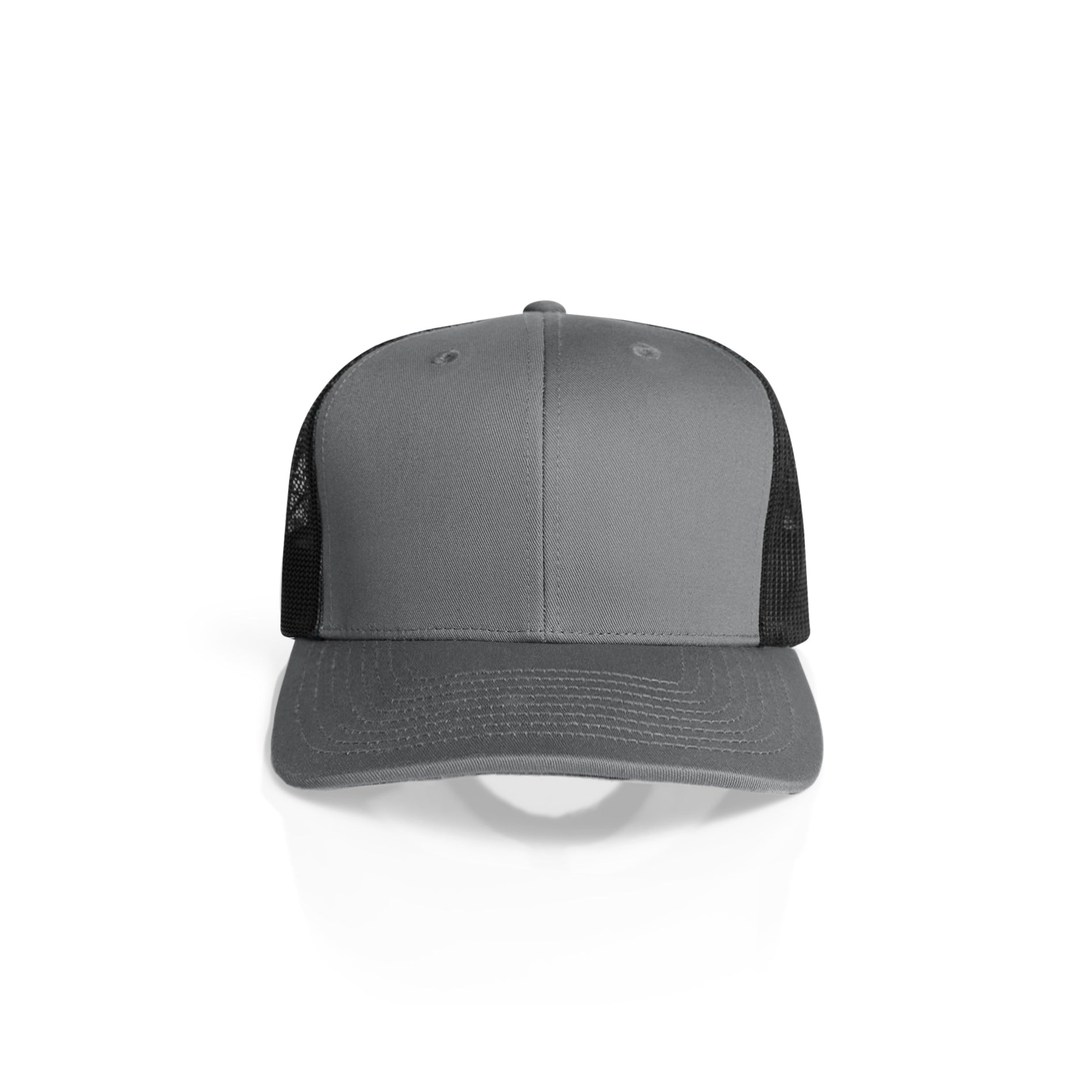Ascolour Mesh Contrast Trucker Cap 1191 Mesh Contrast Trucker Cap Shadow Black Front - Custom Printed - Print Blanc