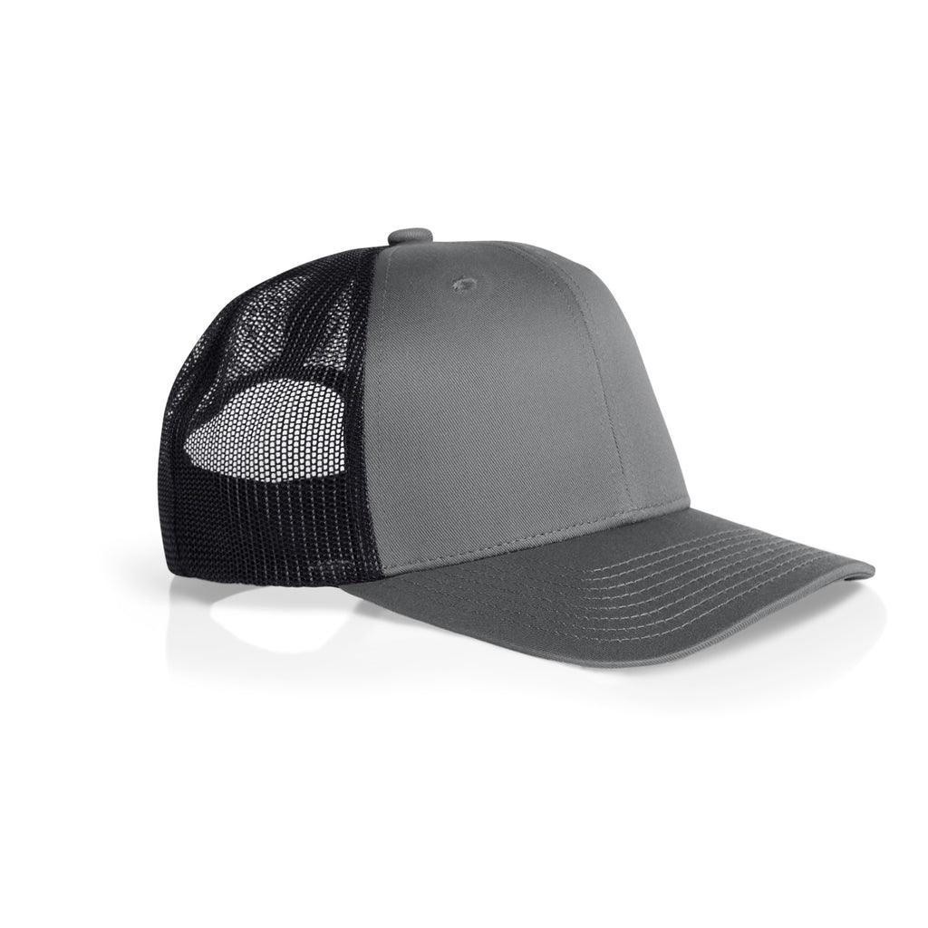 Ascolour Mesh Contrast Trucker Cap 1191 Mesh Contrast Trucker Cap Shadow Black Side - Custom Printed - Print Blanc