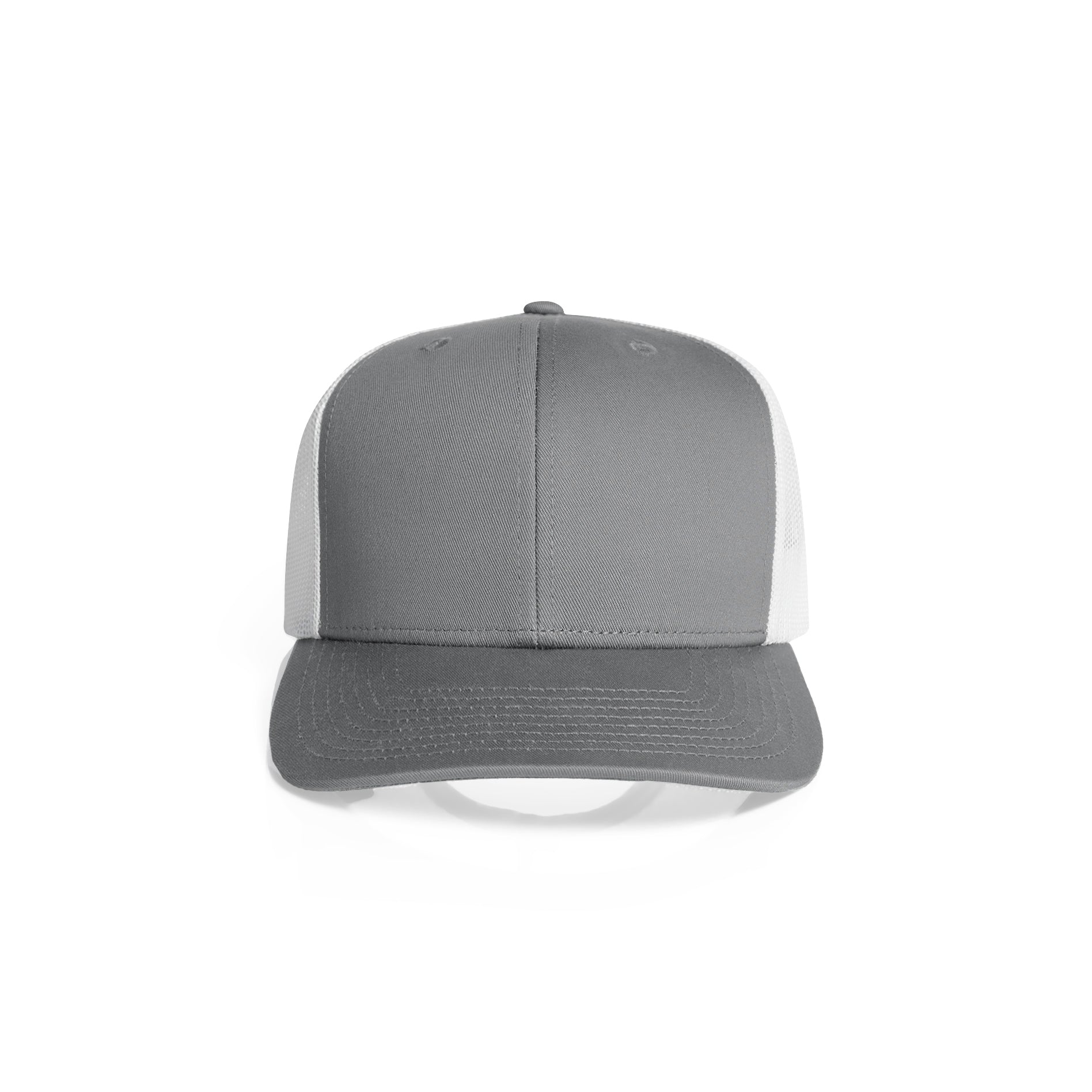 Ascolour Mesh Contrast Trucker Cap 1191 Mesh Contrast Trucker Cap Shadow White Front - Custom Printed - Print Blanc