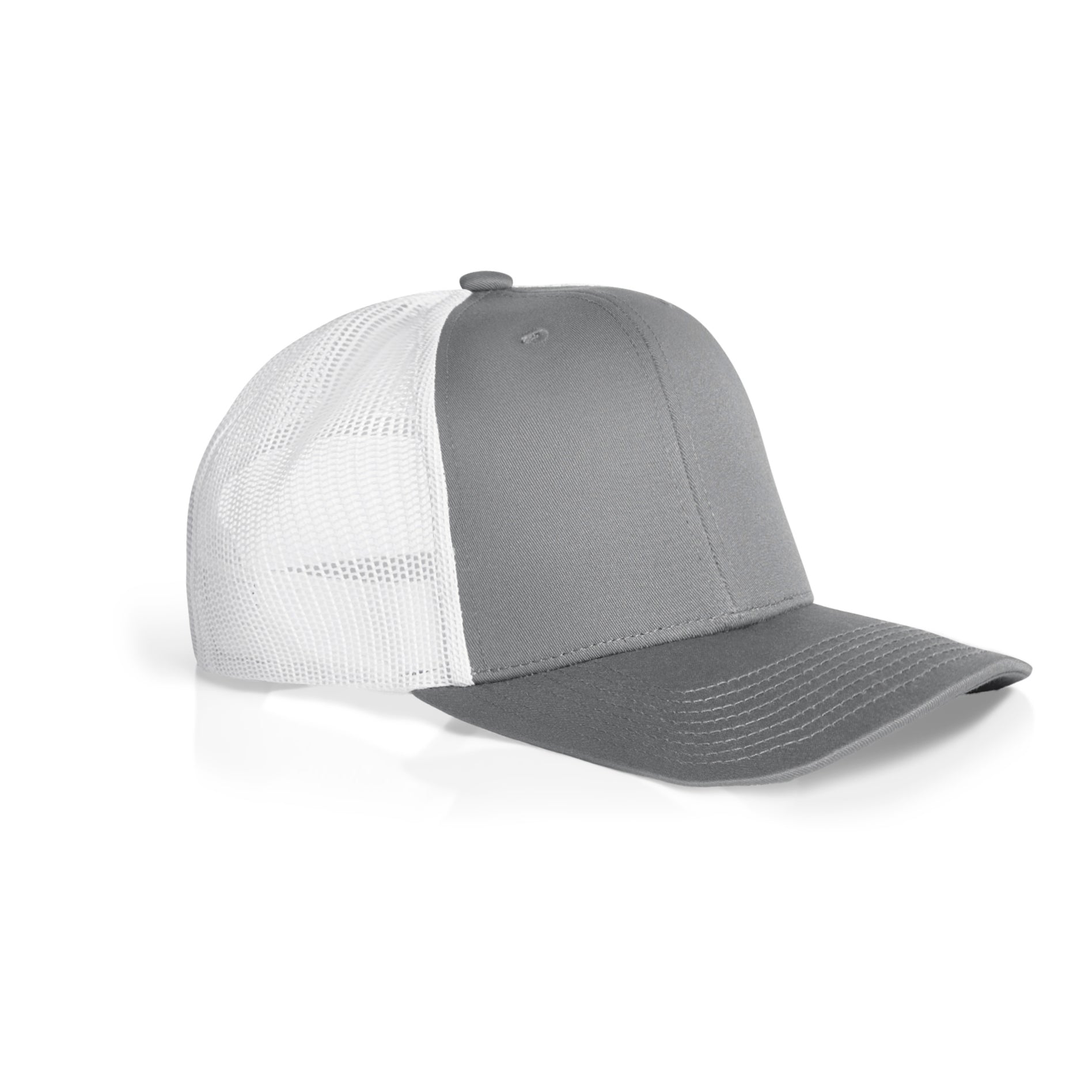 Ascolour Mesh Contrast Trucker Cap 1191 Mesh Contrast Trucker Cap Shadow White Side - Custom Printed - Print Blanc
