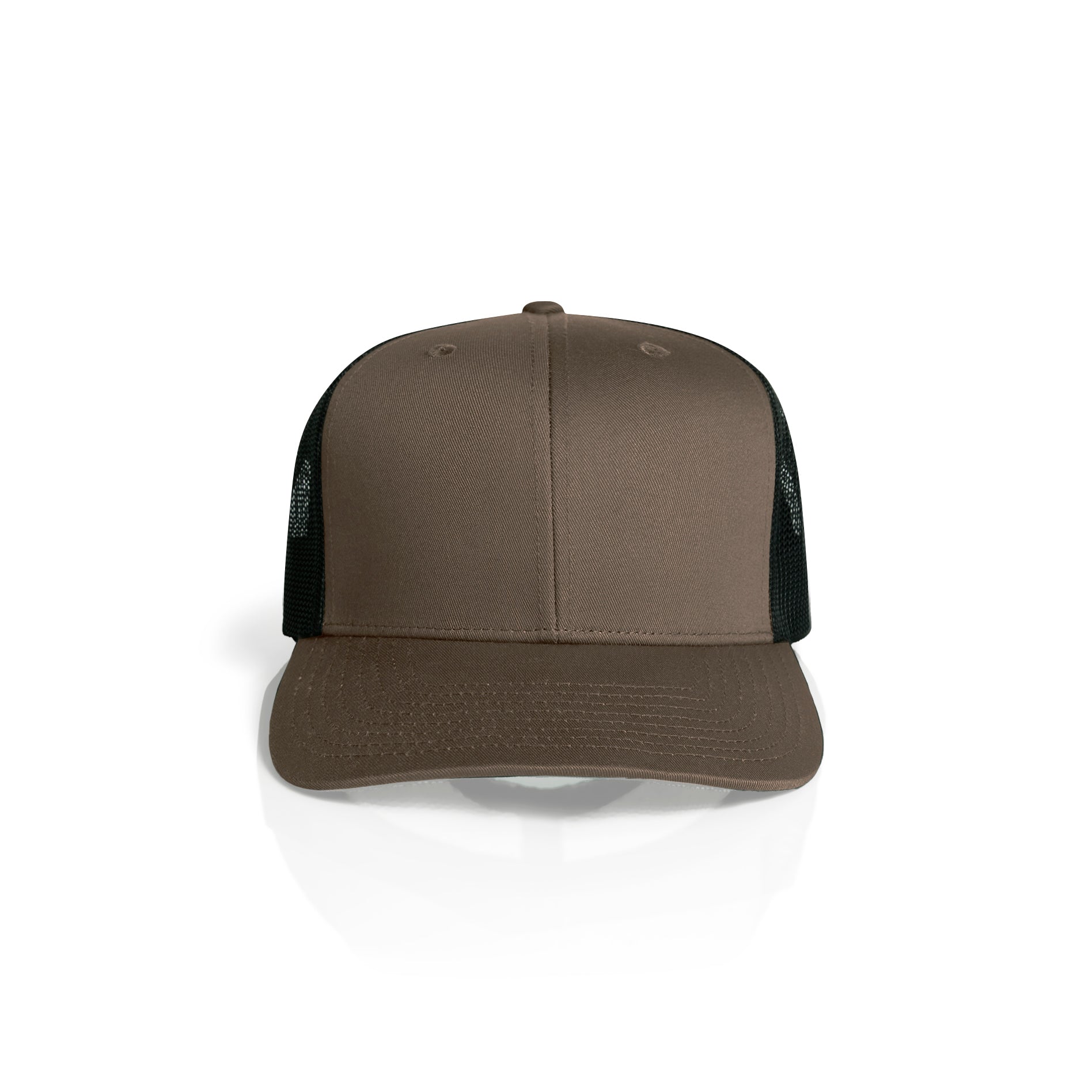 Ascolour Mesh Contrast Trucker Cap 1191 Mesh Contrast Trucker Cap Walnut Black Front - Custom Printed - Print Blanc