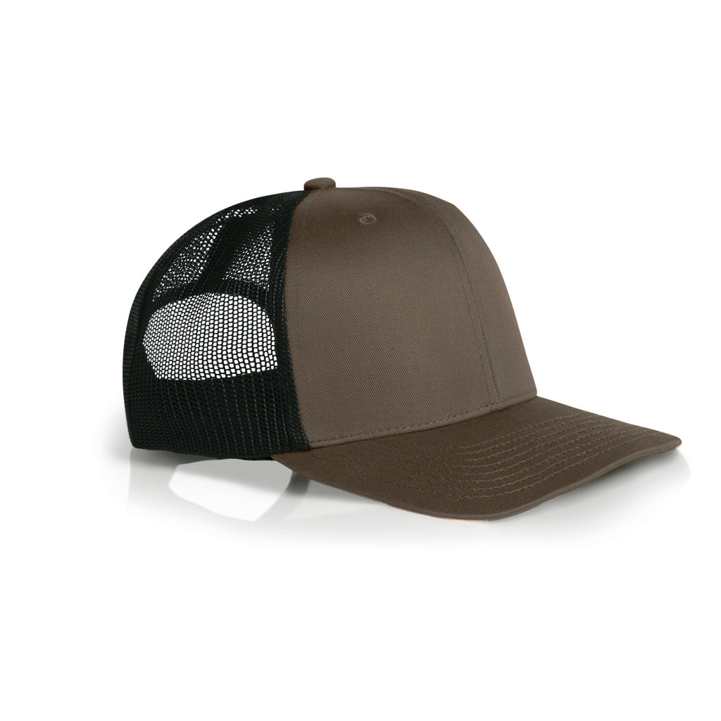 Ascolour Mesh Contrast Trucker Cap 1191 Mesh Contrast Trucker Cap Walnut Black Side - Custom Printed - Print Blanc
