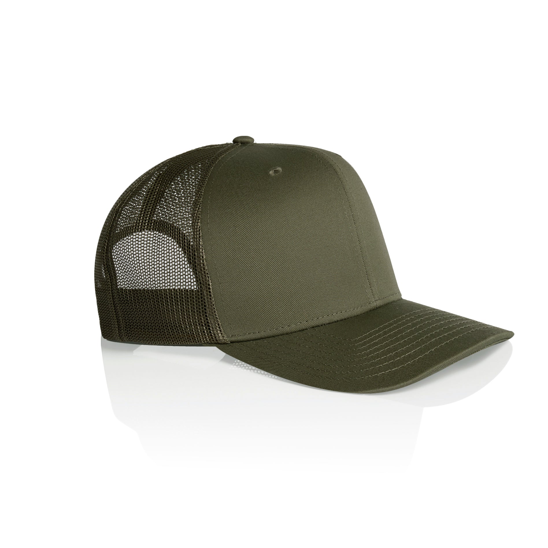 Ascolour Mesh Trucker Cap 1190 Mesh Trucker Cap Army Side - Custom Printed - Print Blanc