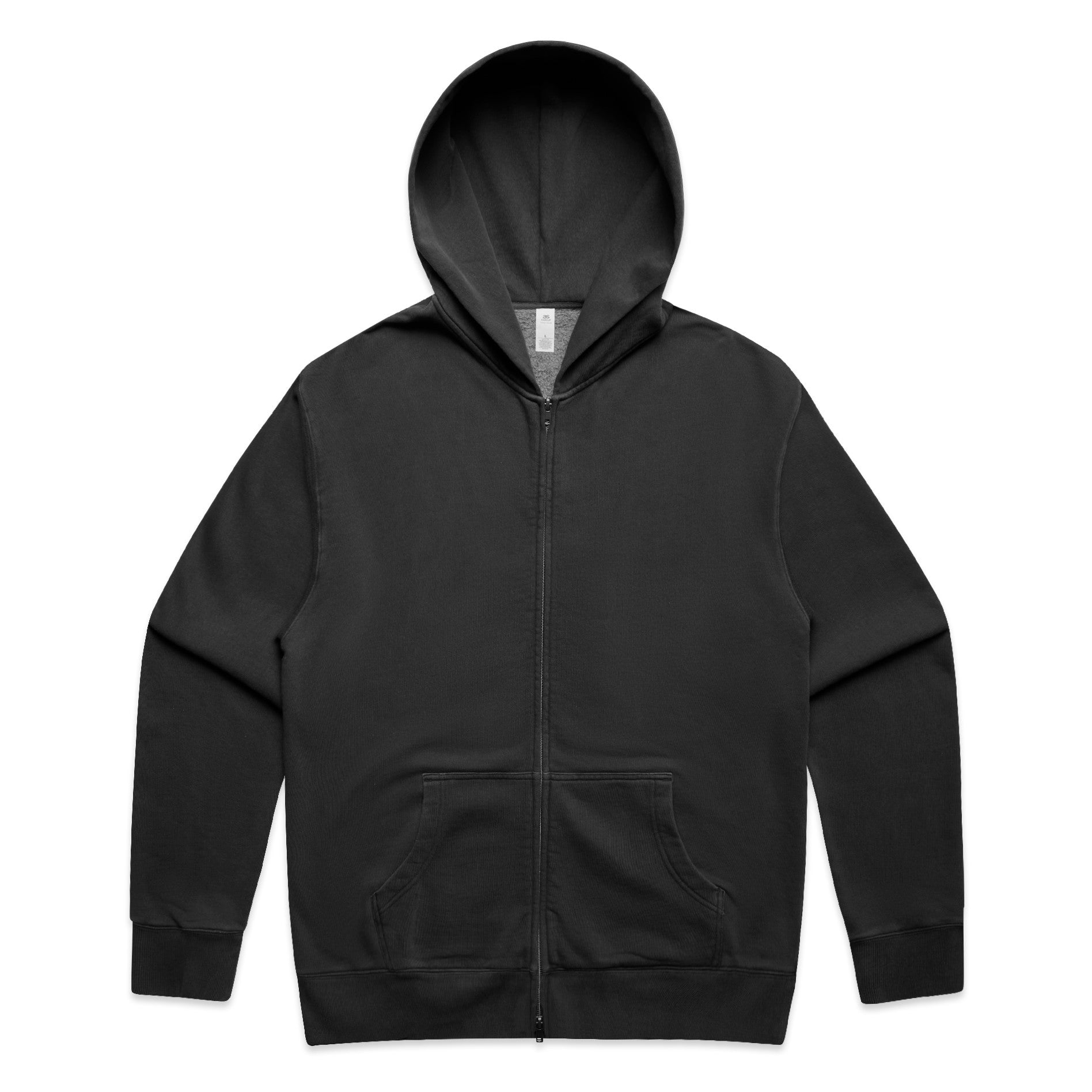 AS Colour Relax Faded Zip Hood 5170 - Faded Black Front - Custom Printed - Print Blanc