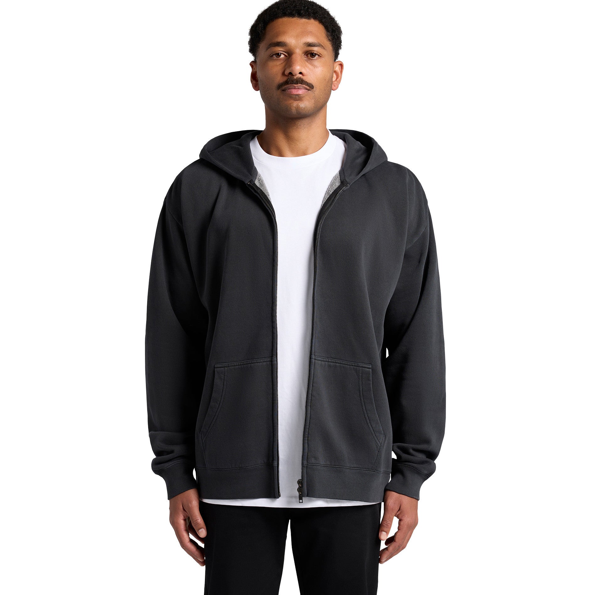 AS Colour Relax Faded Zip Hood 5170 - Main Front - Custom Printed - Print Blanc
