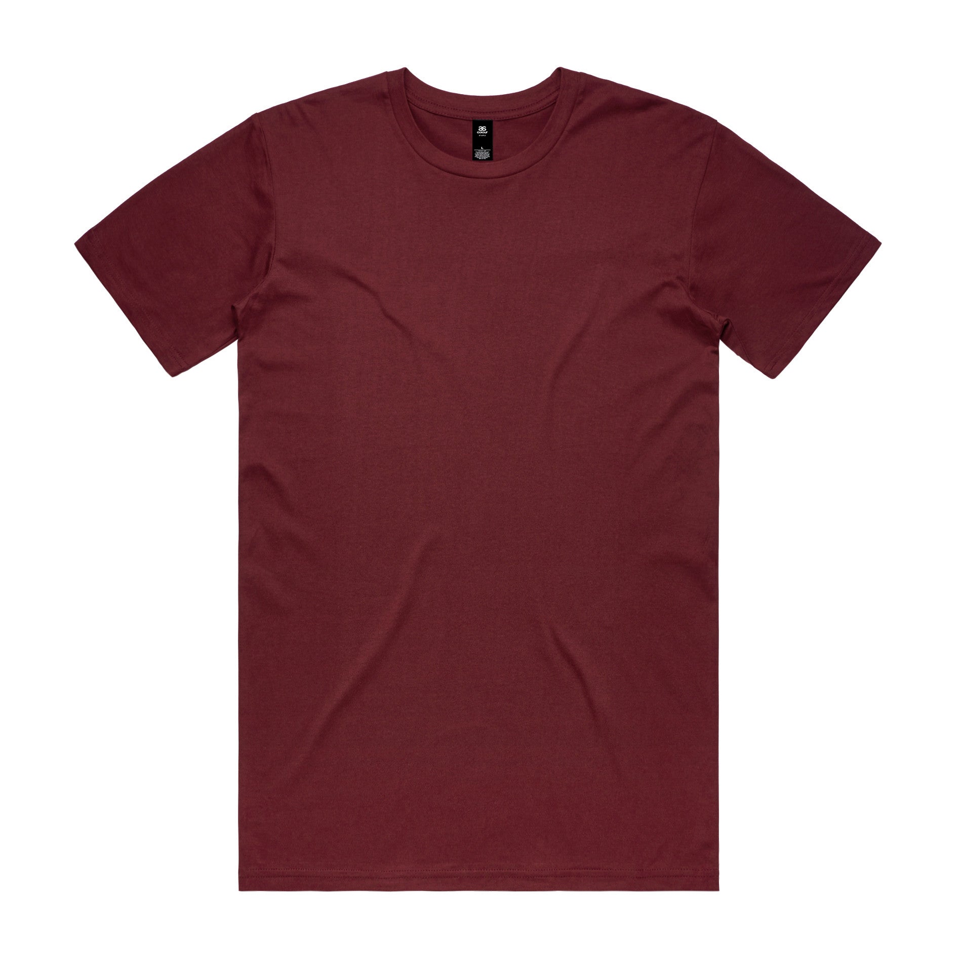 AS Colour Staple Tee 5001 - Burgundy Front - Custom Printed - Print Blanc