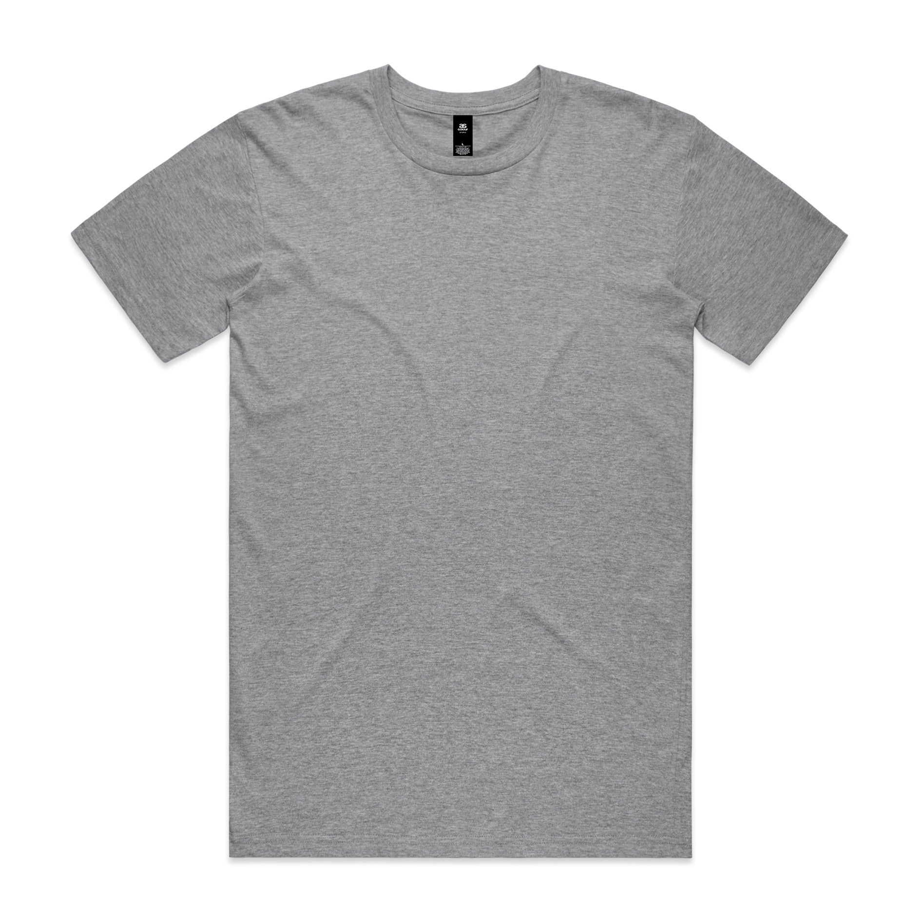 AS Colour Staple Tee 5001 - Grey Marle Front - Custom Printed - Print Blanc
