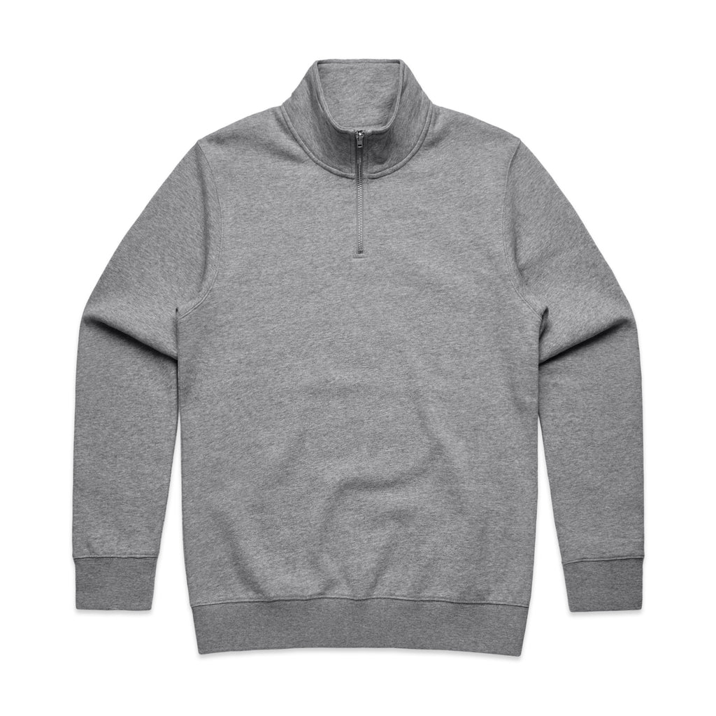 AS Colour Stencil Half Zip Crew 5125 - 5125 Half Zip Crew Grey Marle Front - Custom Printed - Print Blanc