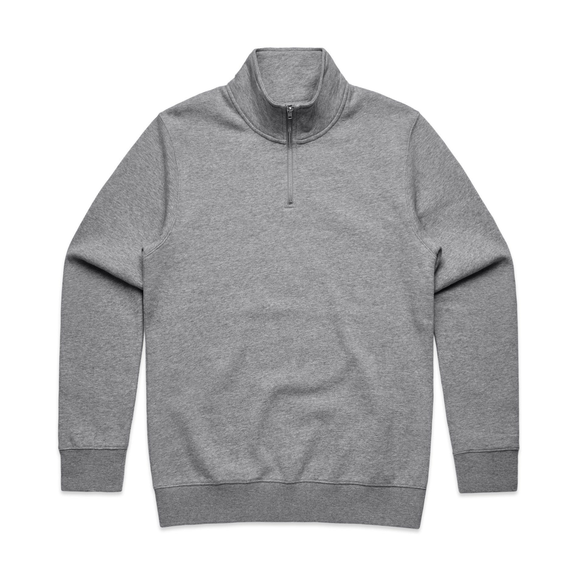 AS Colour Stencil Half Zip Crew 5125 - 5125 Half Zip Crew Grey Marle Front - Custom Printed - Print Blanc