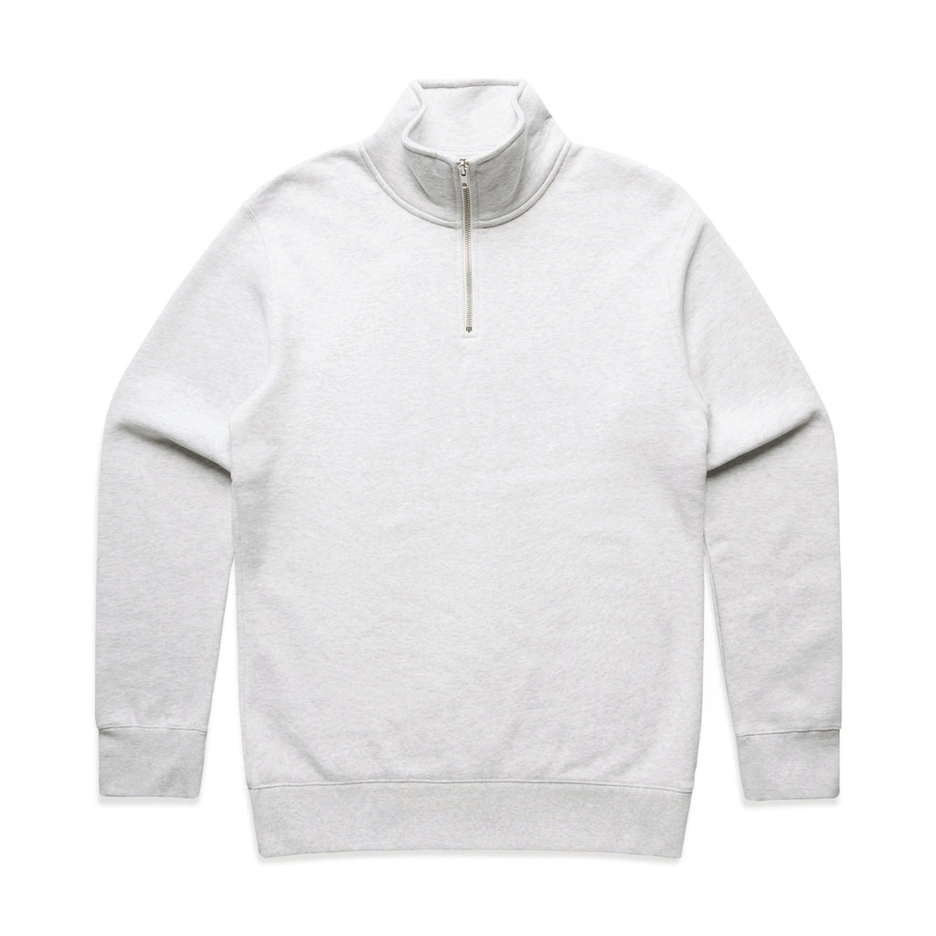 AS Colour Stencil Half Zip Crew 5125 - 5125 Half Zip Crew White Marle Front - Custom Printed - Print Blanc