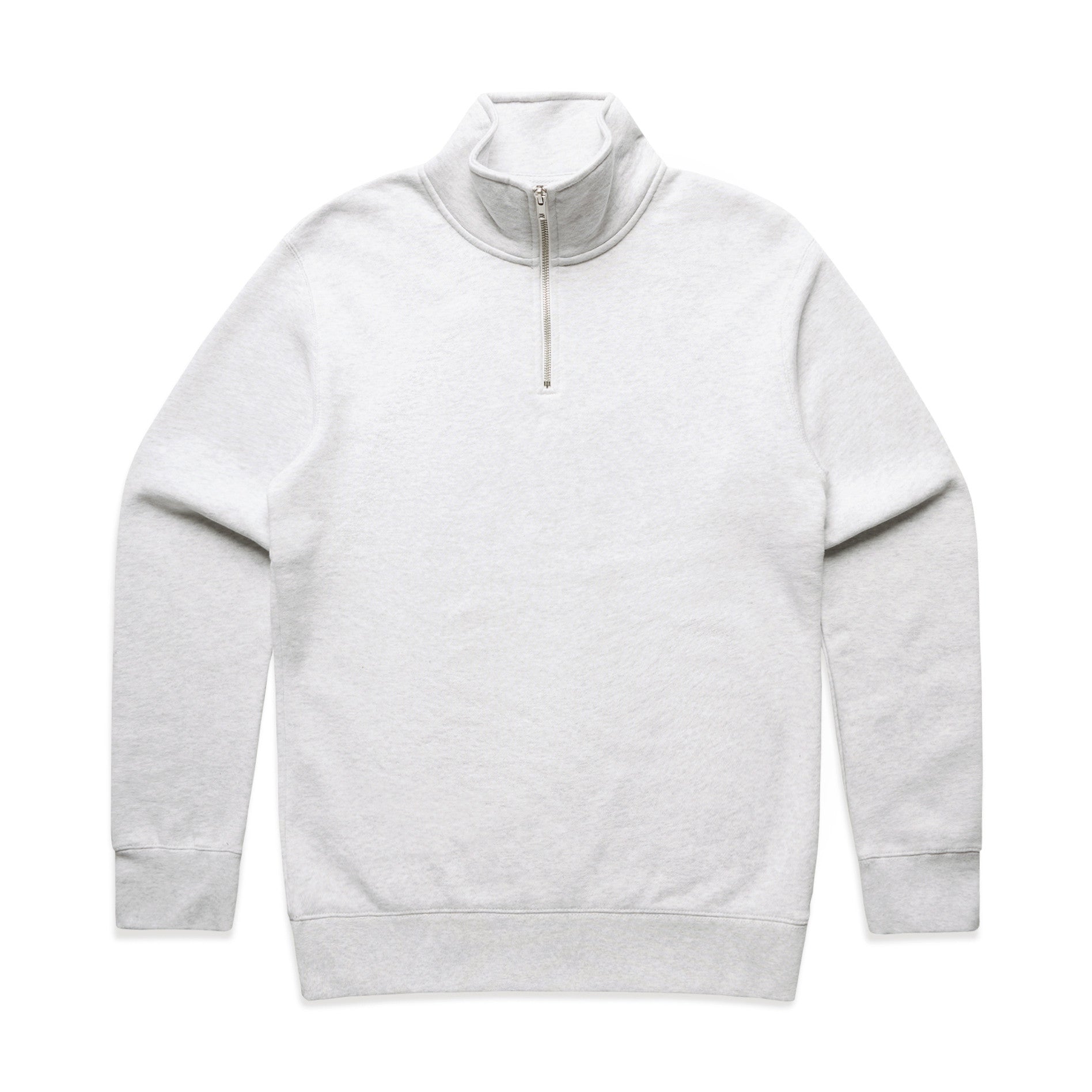 AS Colour Stencil Half Zip Crew 5125 - 5125 Half Zip Crew White Marle Front - Custom Printed - Print Blanc