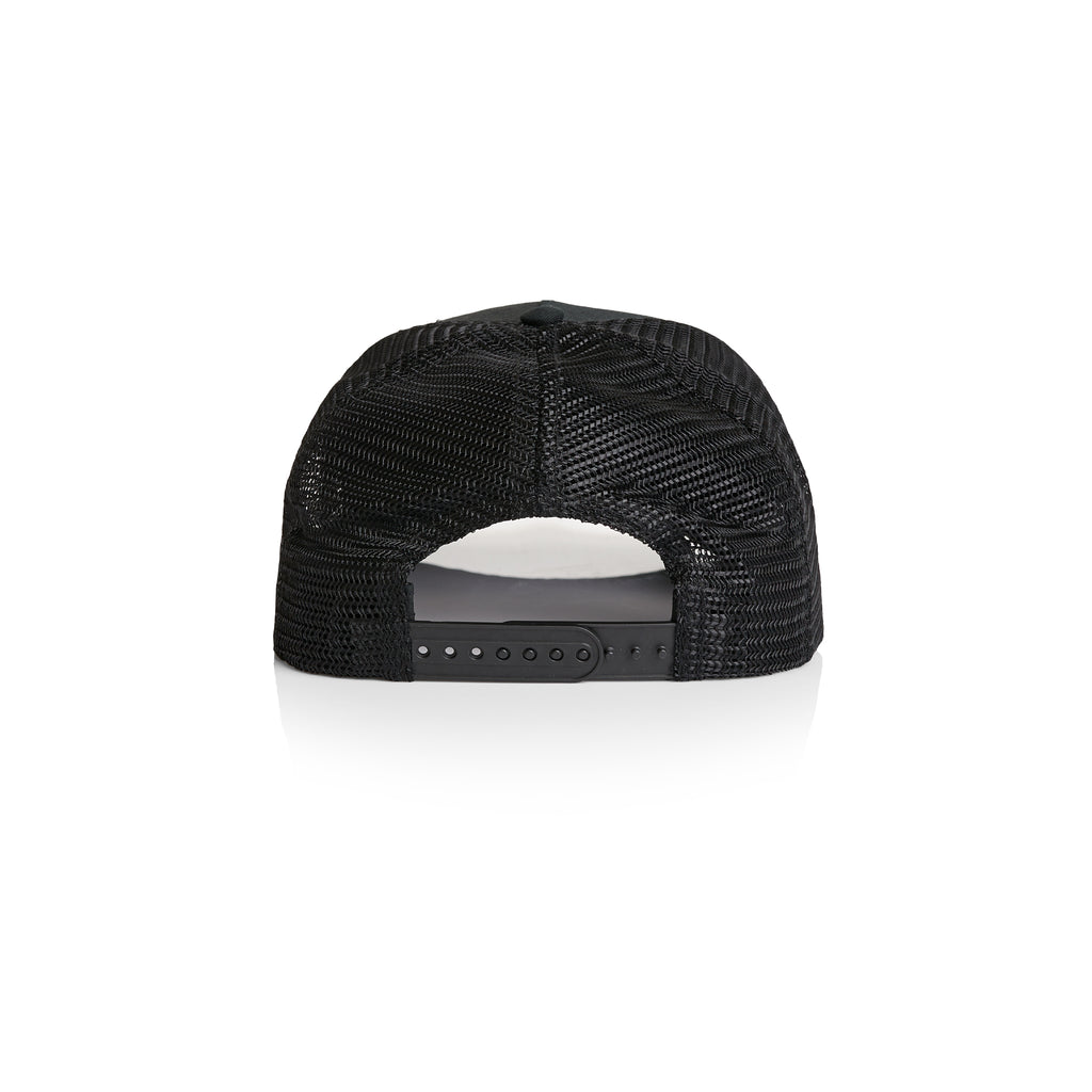 Ascolour Stock Trucker Cap 1108 Trucker Cap Black Back - Custom Printed - Print Blanc