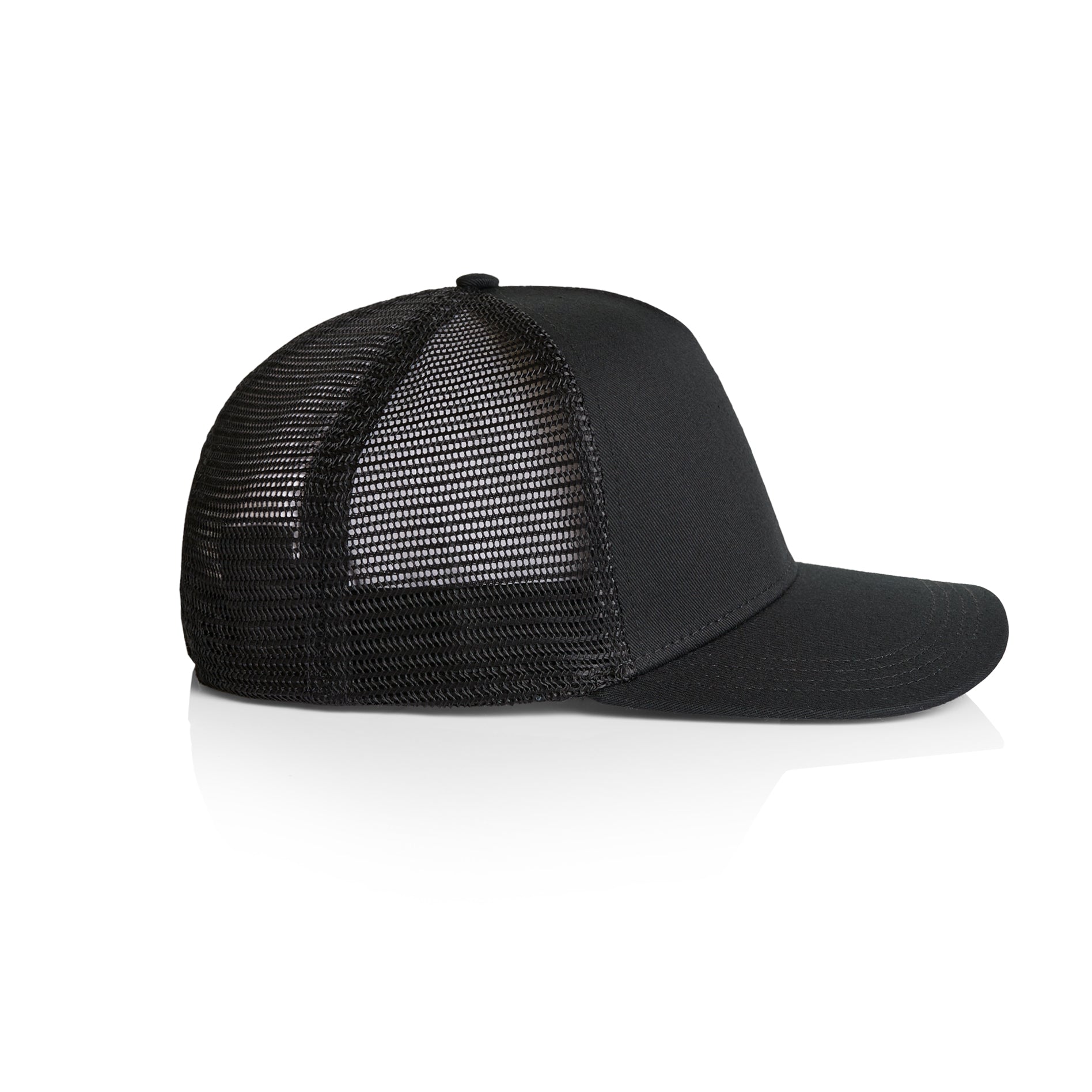 Ascolour Stock Trucker Cap 1108 Trucker Cap Black Side - Custom Printed - Print Blanc