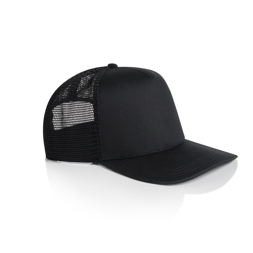 Ascolour Stock Trucker Cap 1108 Trucker Cap Black Side - Custom Printed - Print Blanc