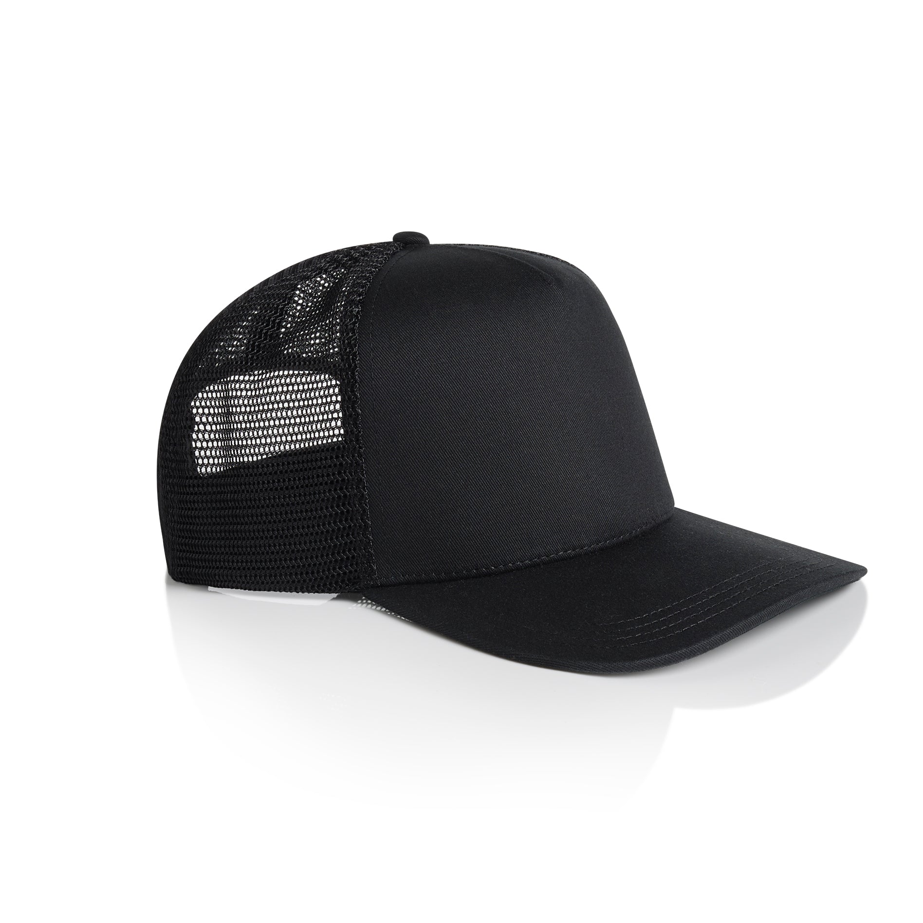 Ascolour Stock Trucker Cap 1108 Trucker Cap Black Side - Custom Printed - Print Blanc