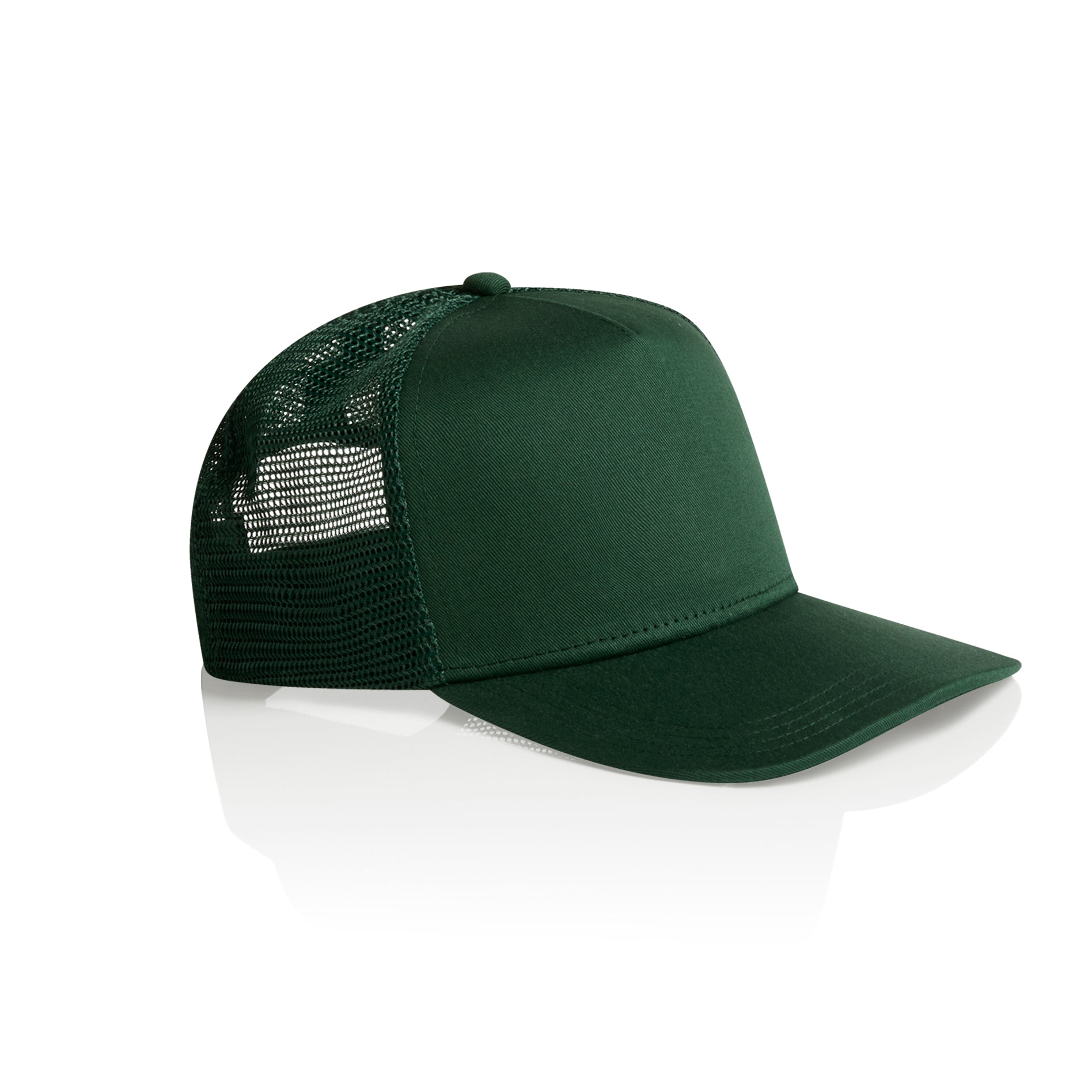 Ascolour Stock Trucker Cap 1108 Trucker Cap Forest Green Side - Custom Printed - Print Blanc
