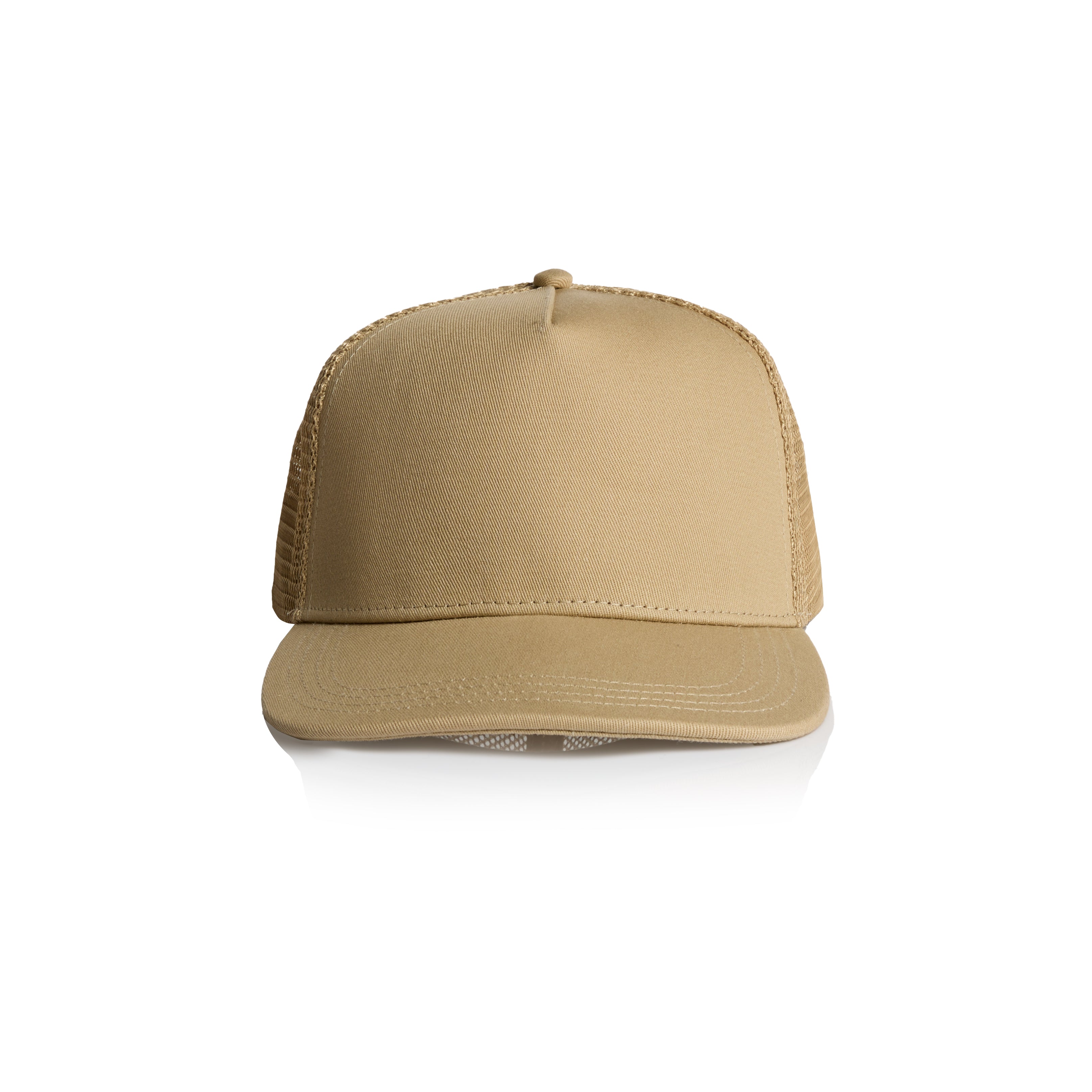 Ascolour Stock Trucker Cap 1108 Trucker Cap Khaki Front - Custom Printed - Print Blanc
