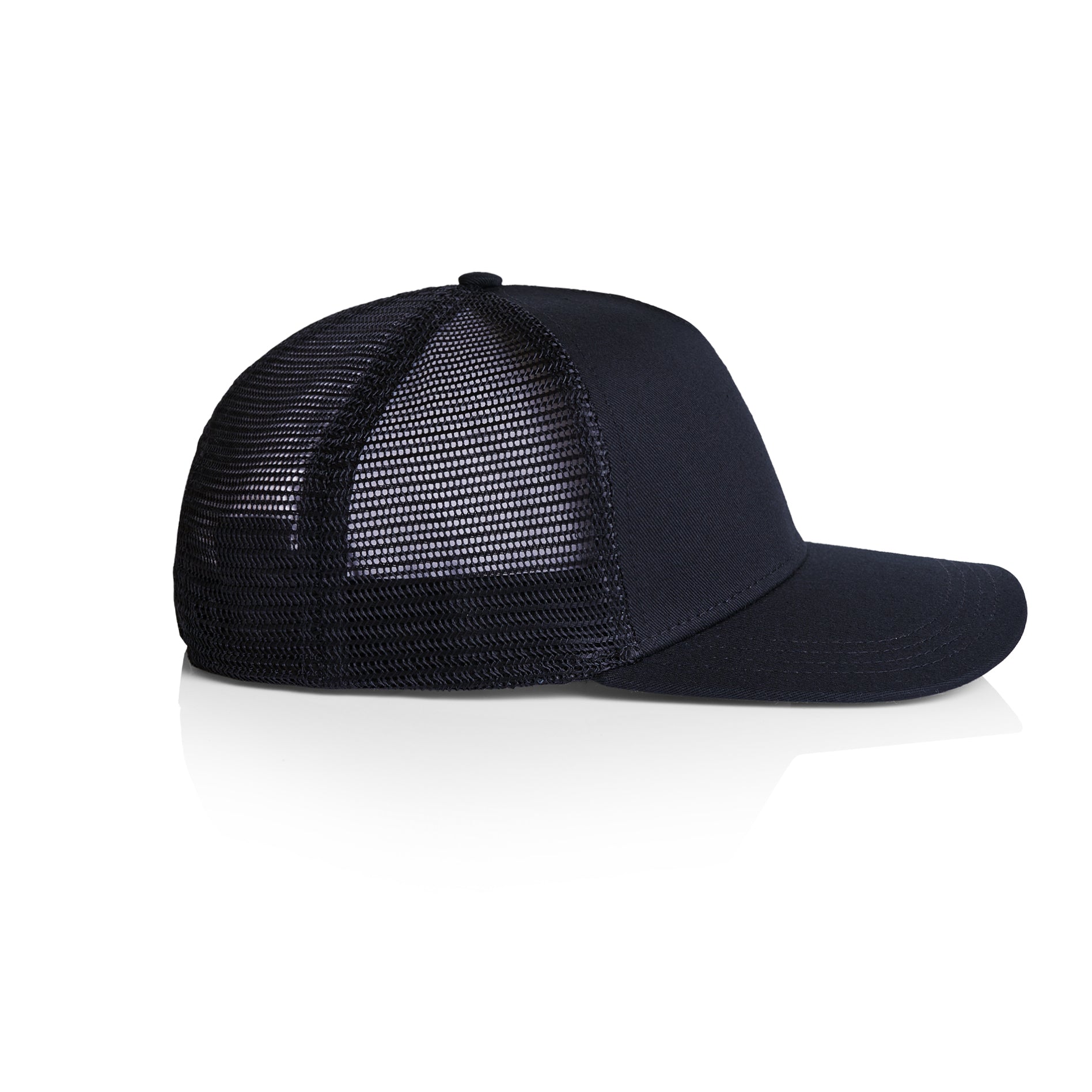 Ascolour Stock Trucker Cap 1108 Trucker Cap Navy Side - Custom Printed - Print Blanc