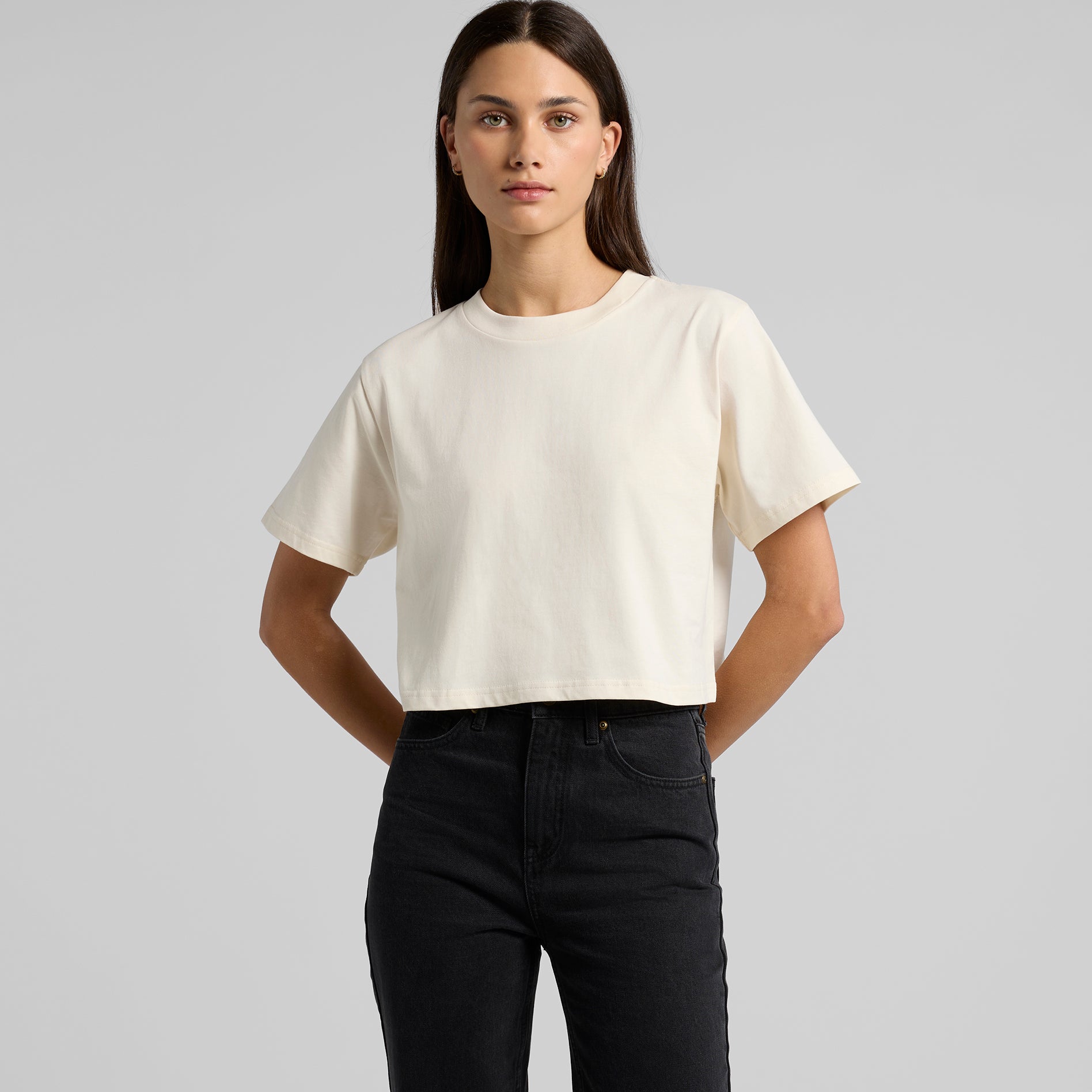Ascolour Wos Classic Crop Tee 4072 Wos Classic Crop Tee Loose Front - Custom Printed - Print Blanc