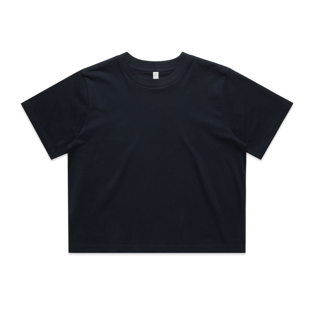 Ascolour Wos Classic Crop Tee 4072 Wos Classic Crop Tee Navy Front - Custom Printed - Print Blanc