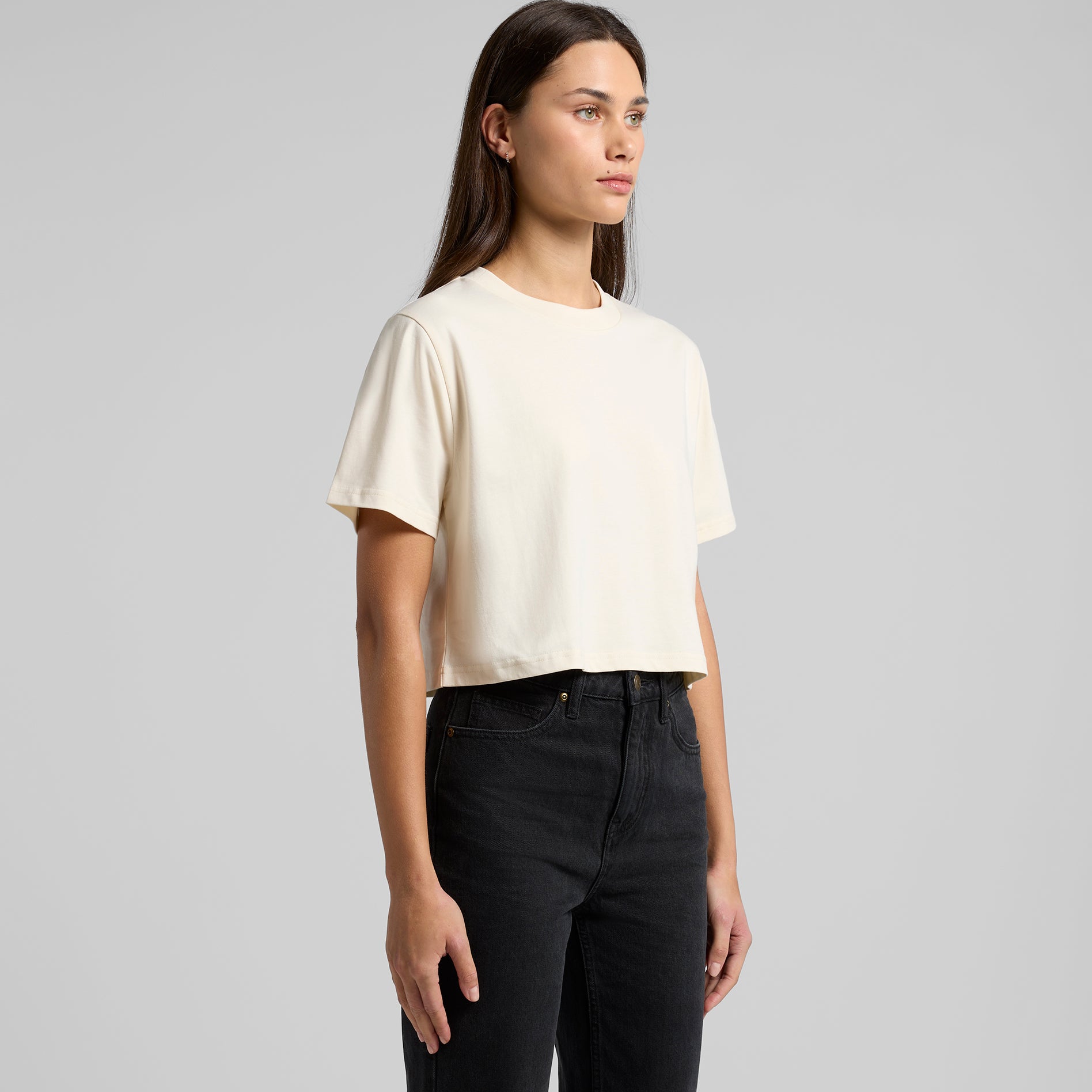 Ascolour Wos Classic Crop Tee 4072 Wos Classic Crop Tee Turn Front - Custom Printed - Print Blanc