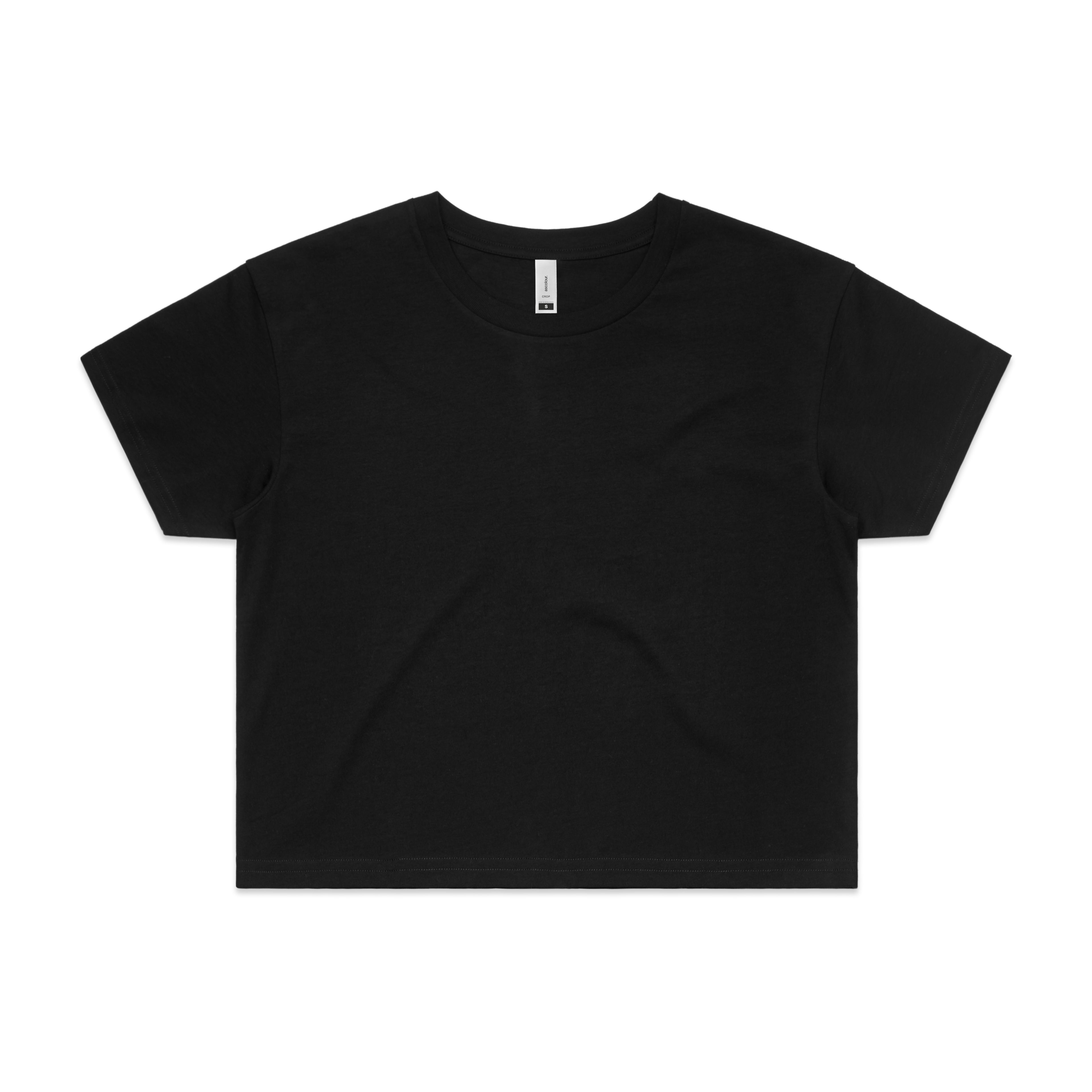 Ascolour Wos Crop Tee 4062 Crop Tee Black Front - Custom Printed - Print Blanc
