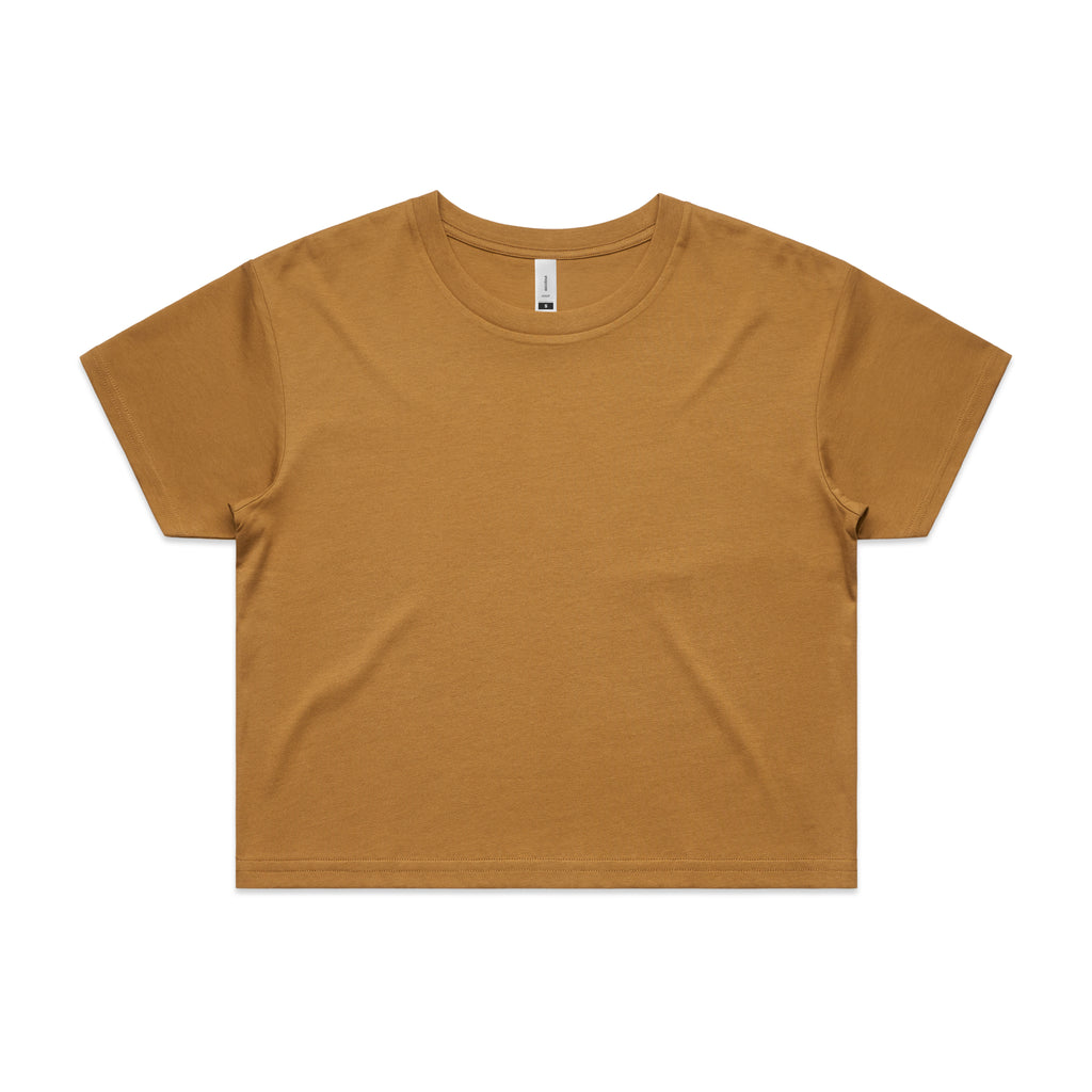 Ascolour Wos Crop Tee 4062 Crop Tee Camel Front - Custom Printed - Print Blanc
