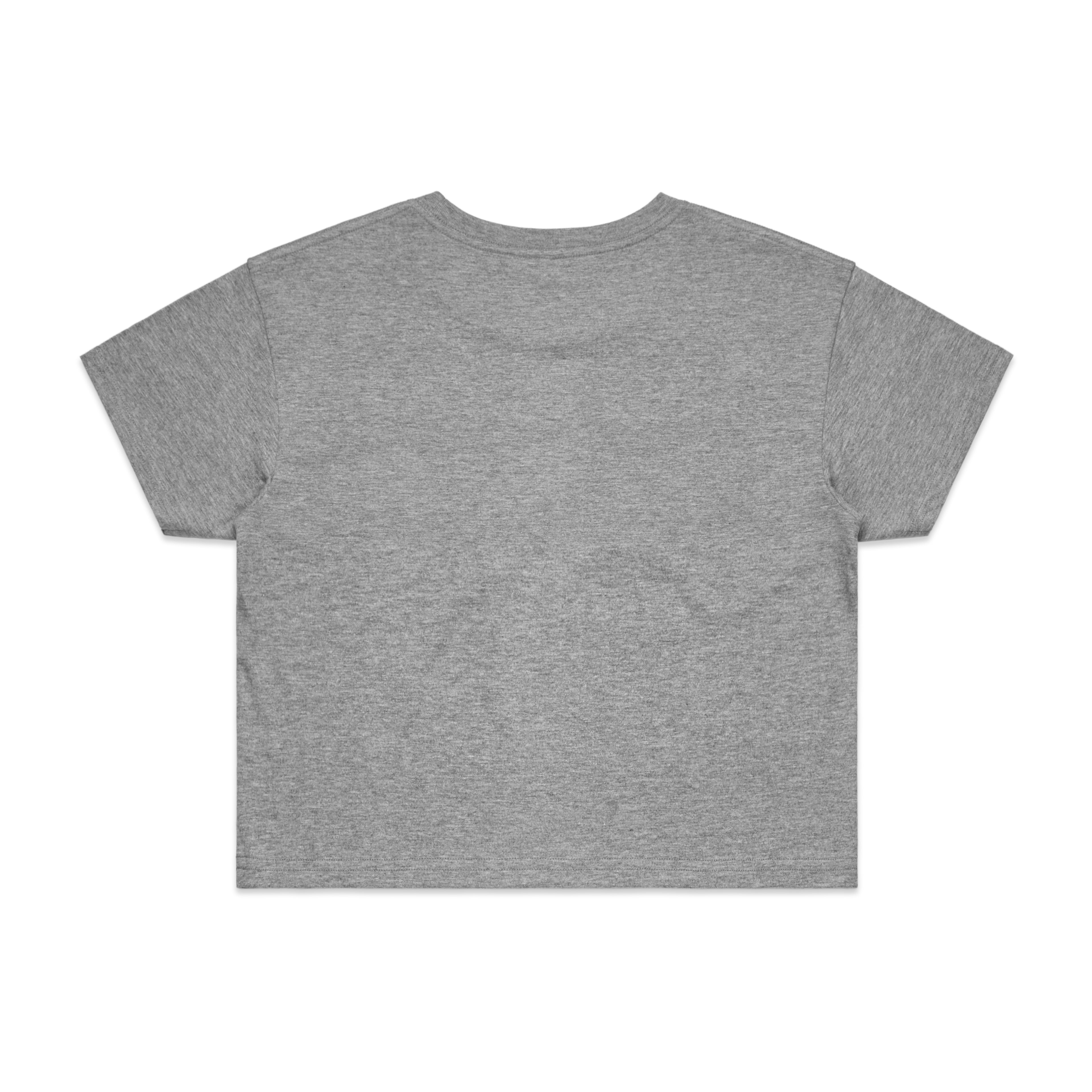 Ascolour Wos Crop Tee 4062 Crop Tee Grey Marle Back - Custom Printed - Print Blanc