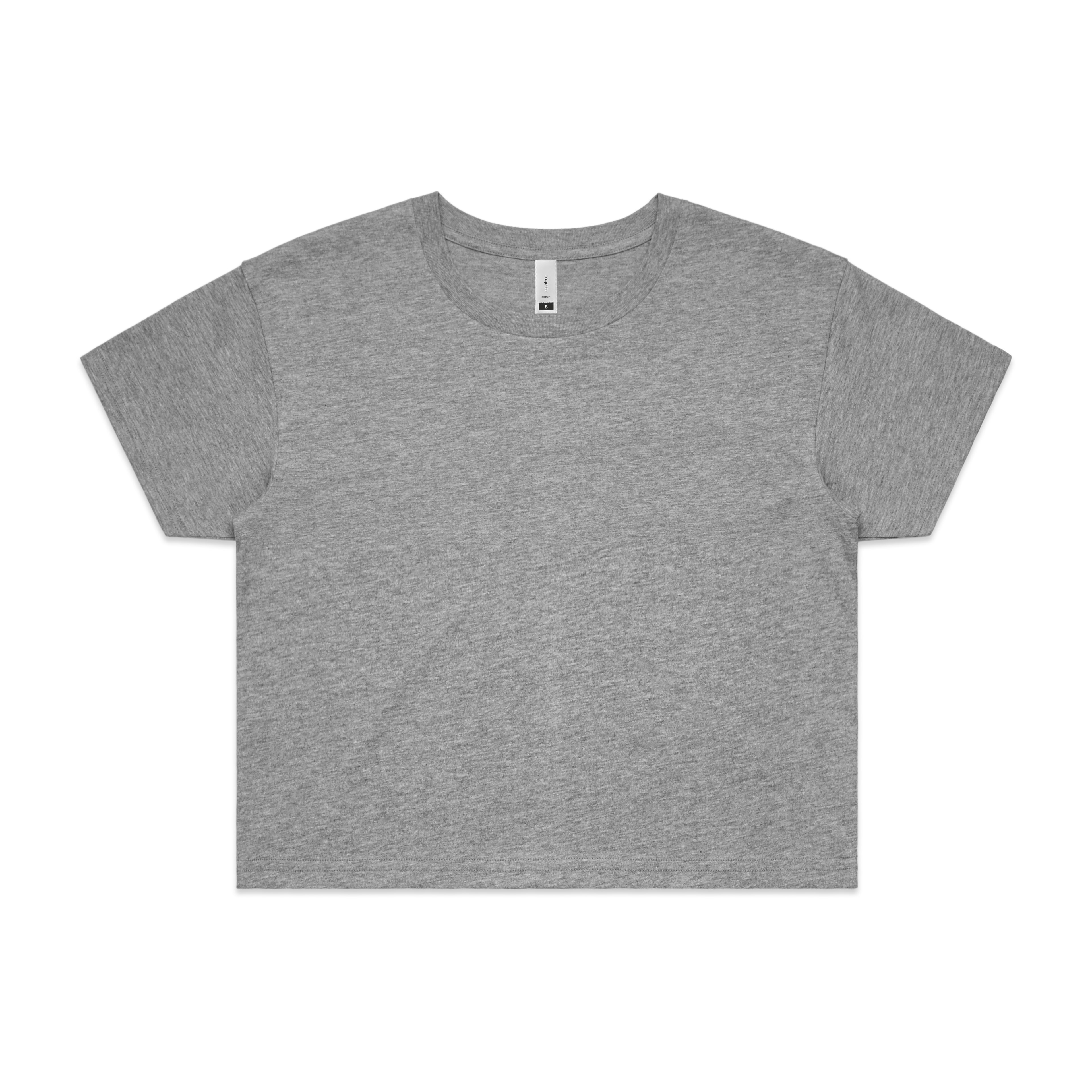 Ascolour Wos Crop Tee 4062 Crop Tee Grey Marle Front - Custom Printed - Print Blanc