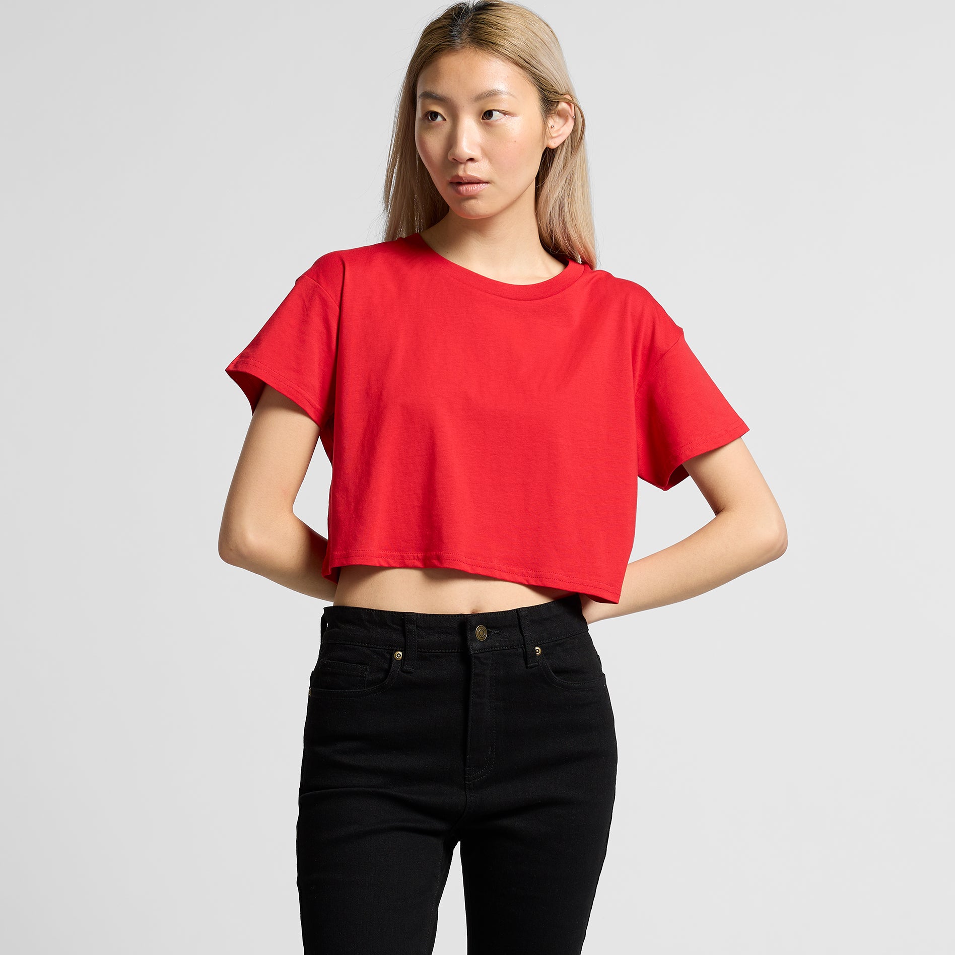 Ascolour Wos Crop Tee 4062 Crop Tee Loose Front - Custom Printed - Print Blanc