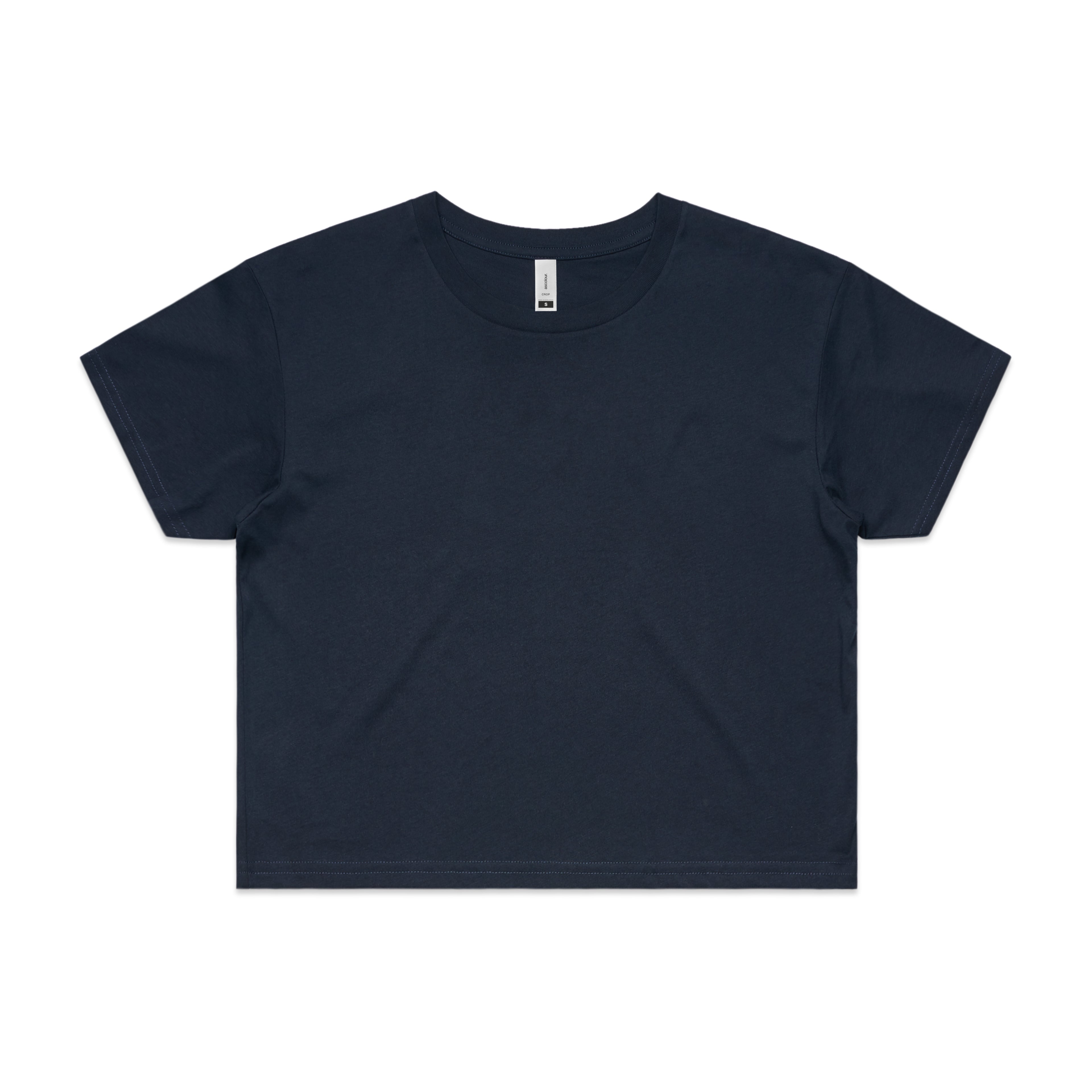 Ascolour Wos Crop Tee 4062 Crop Tee Navy Front - Custom Printed - Print Blanc