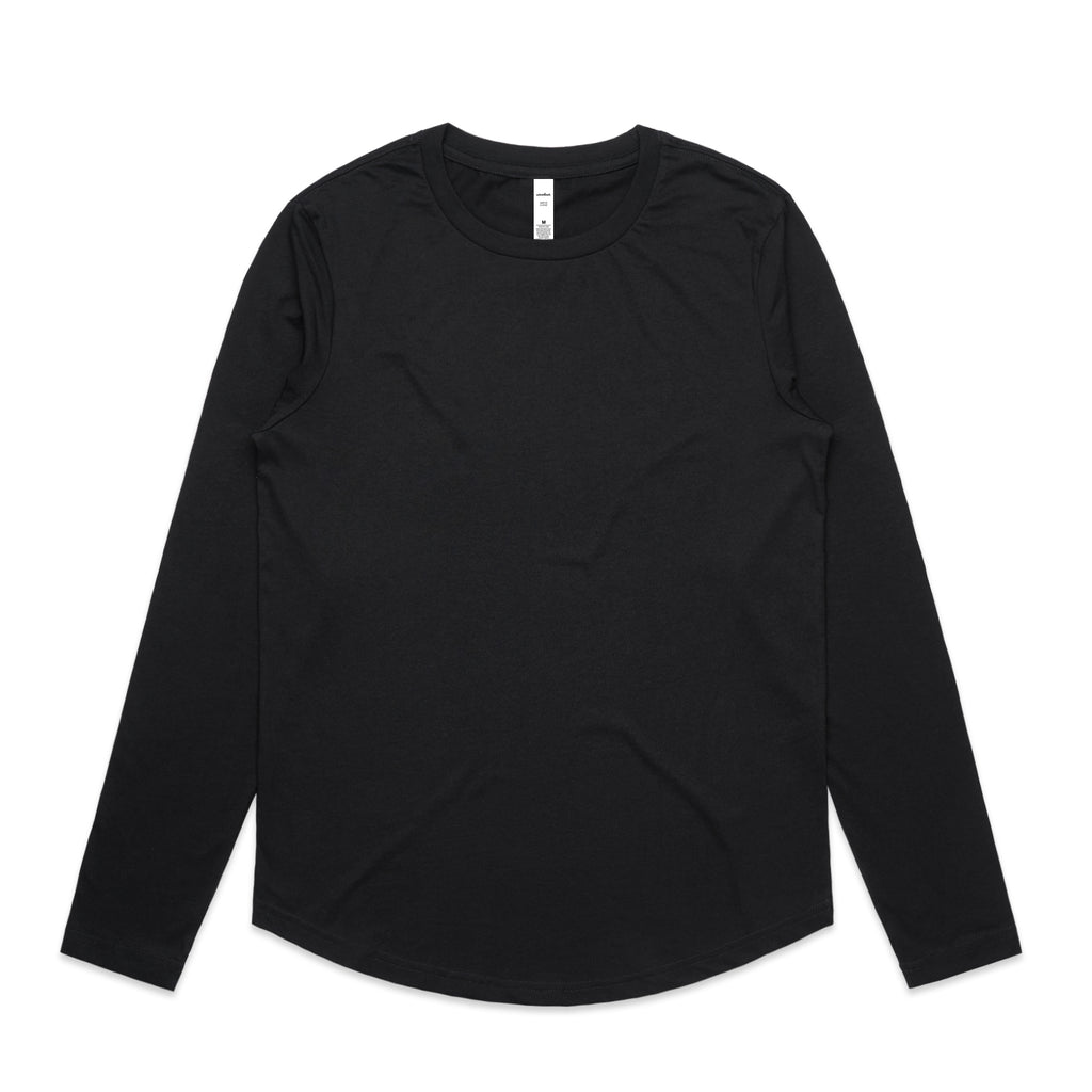 Ascolour Wos Maple Curve Ls Tee 4021 Wos Maple Curve Ls Tee Black Front - Custom Printed - Print Blanc
