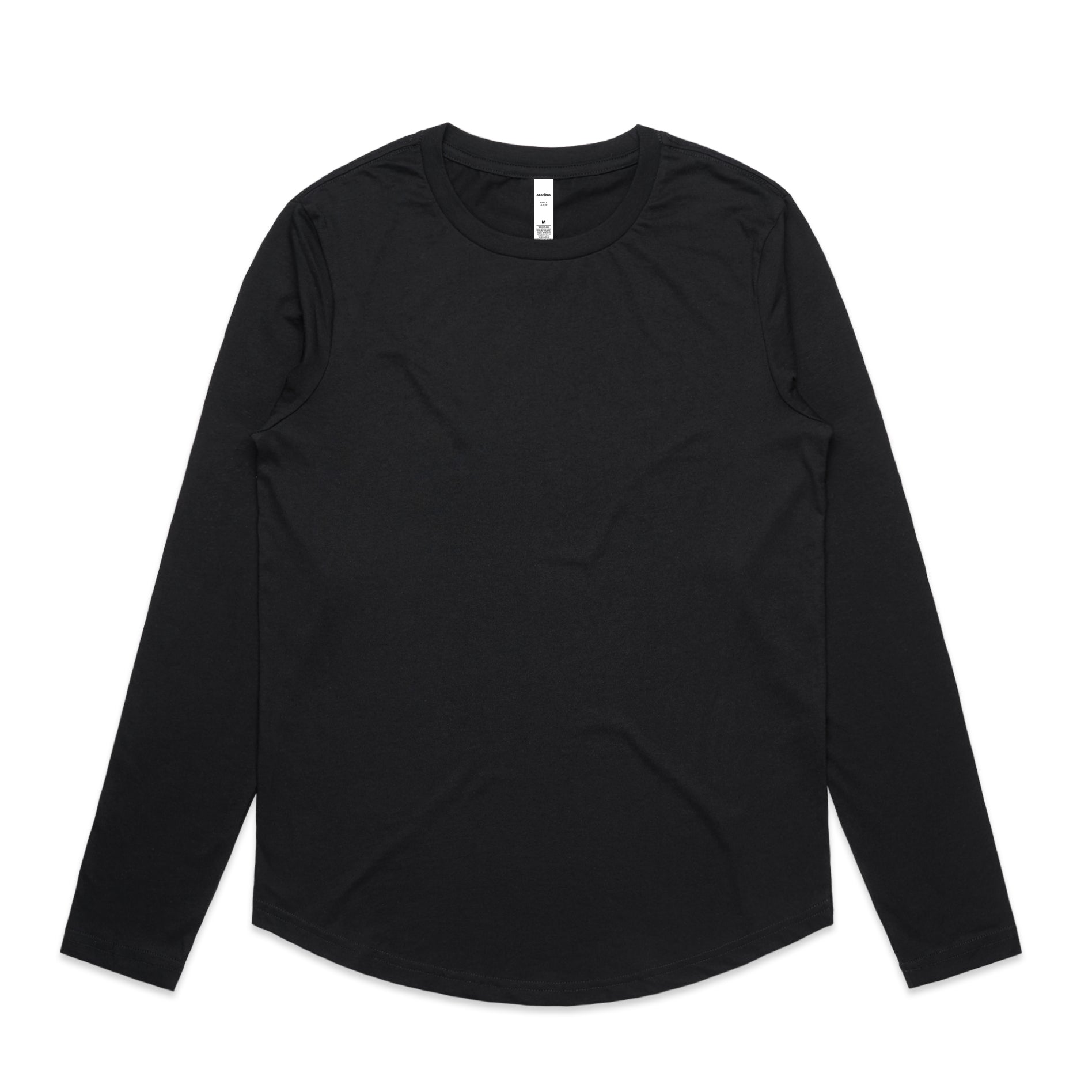 Ascolour Wos Maple Curve Ls Tee 4021 Wos Maple Curve Ls Tee Black Front - Custom Printed - Print Blanc
