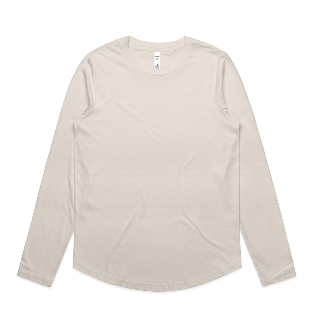 Ascolour Wos Maple Curve Ls Tee 4021 Wos Maple Curve Ls Tee Bone Front - Custom Printed - Print Blanc