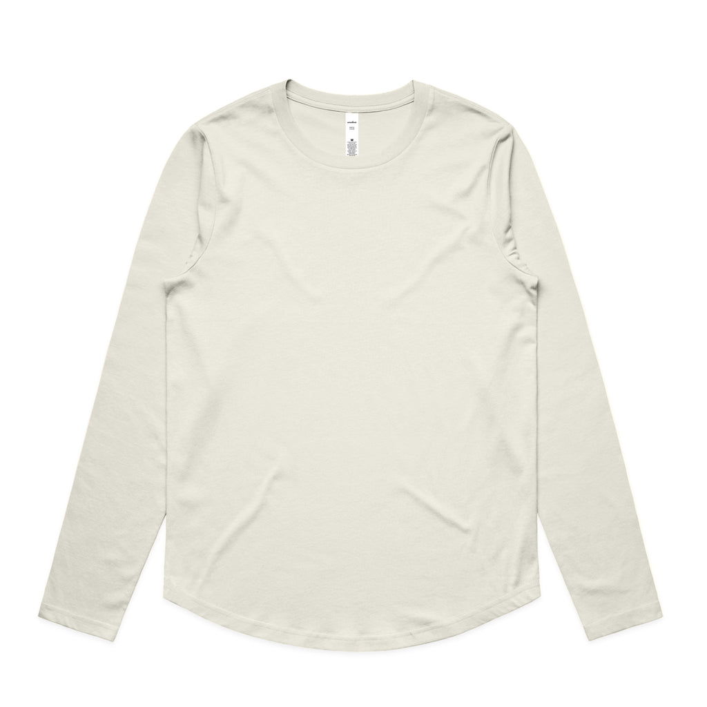 Ascolour Wos Maple Curve Ls Tee 4021 Wos Maple Curve Ls Tee Ecru Front - Custom Printed - Print Blanc